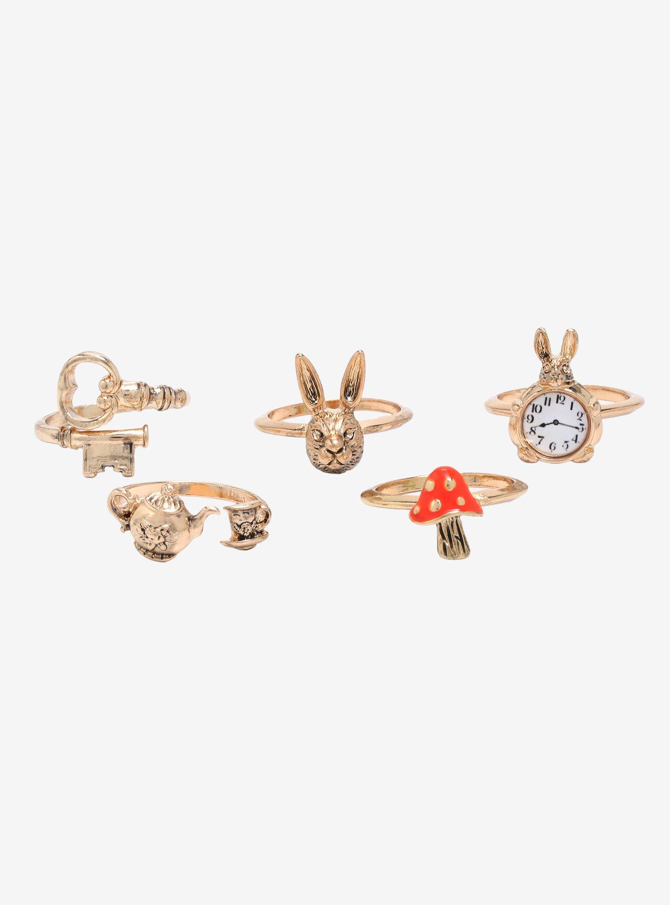 Lewis Carroll Alice's Adventures In Wonderland Ring Set, , hi-res