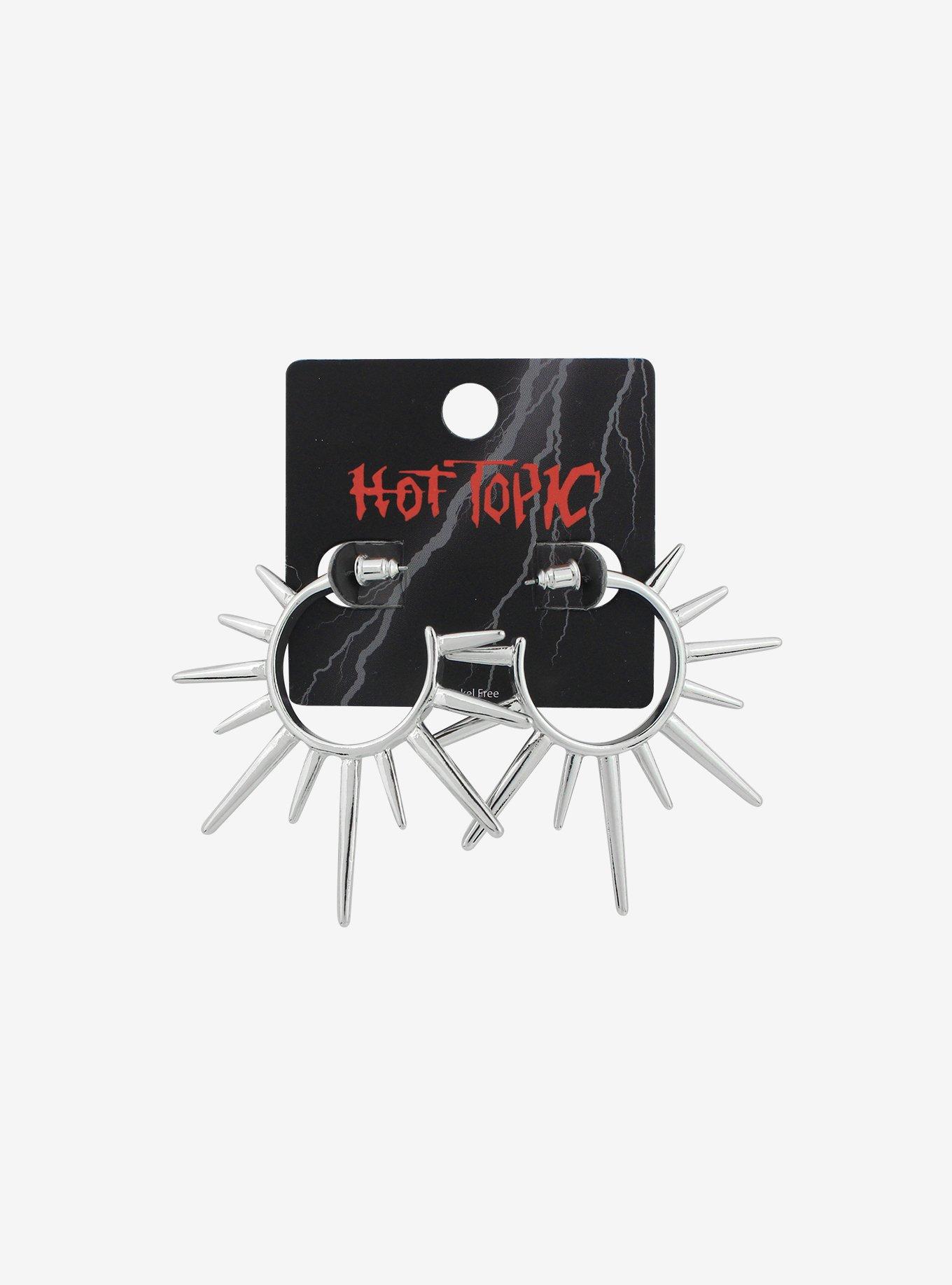 Spiked Hoop Earrings, , hi-res
