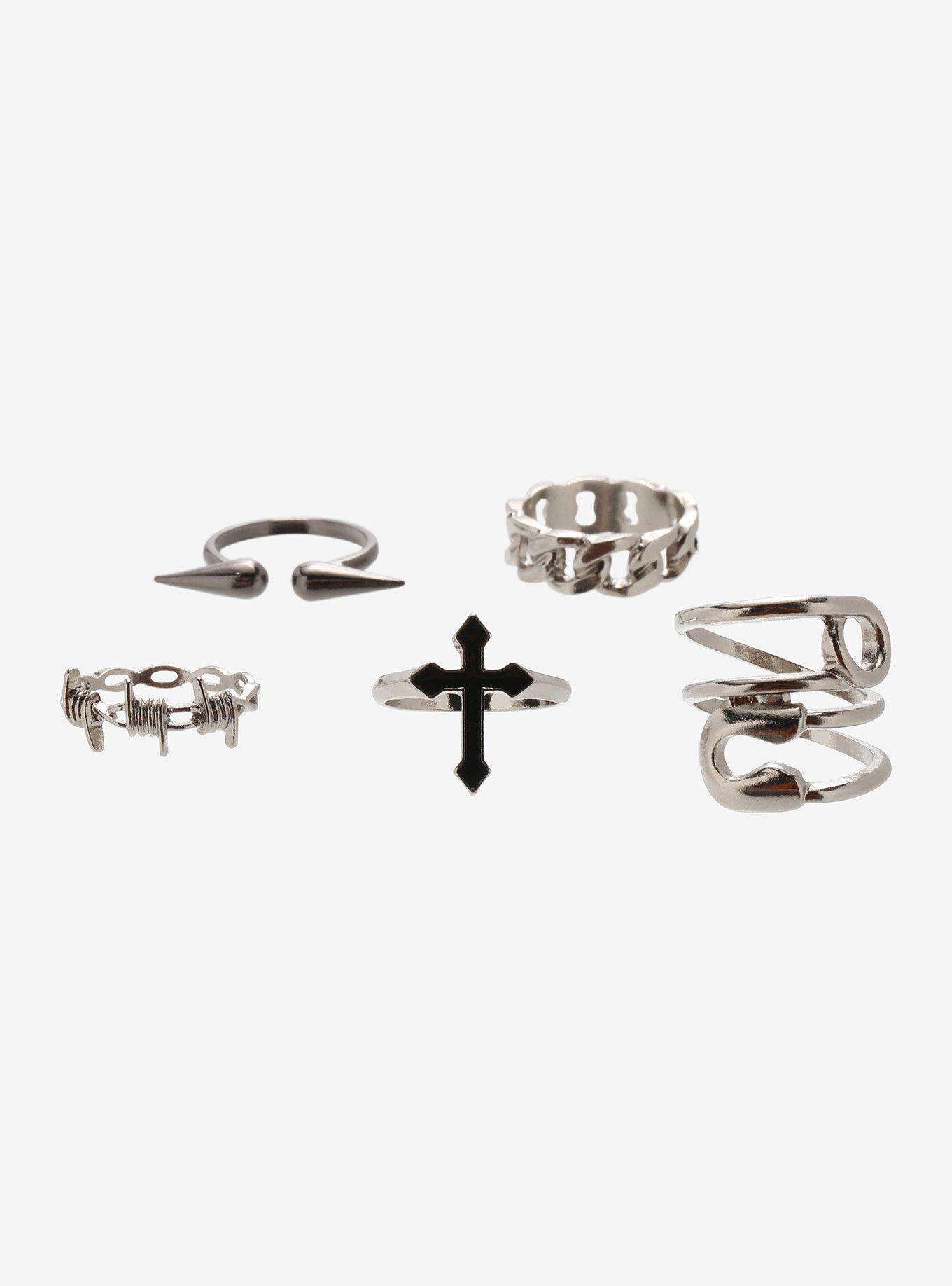 Safety Pin Cross Ring Set, , hi-res