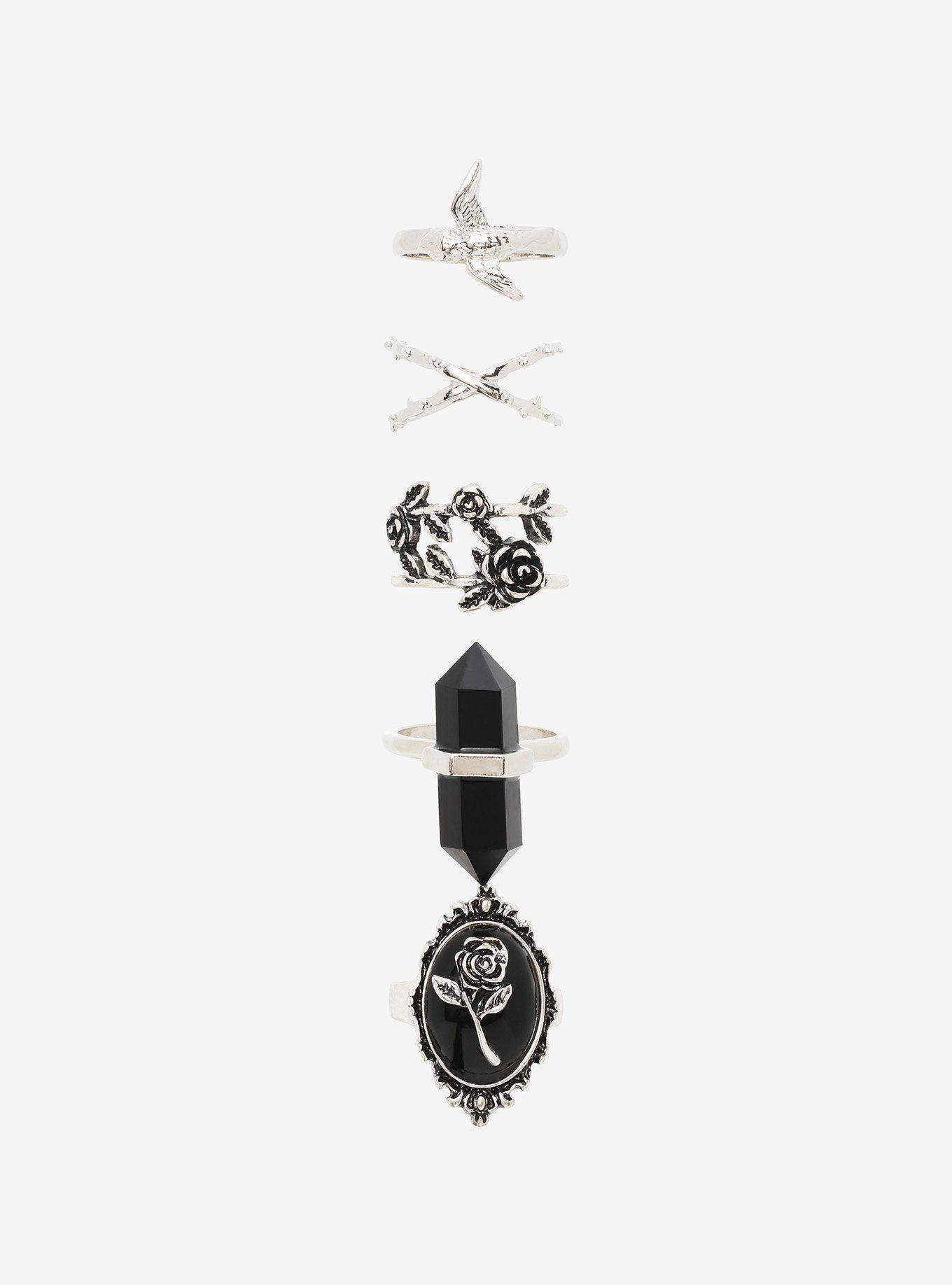 Black Rose Ring Set, , hi-res