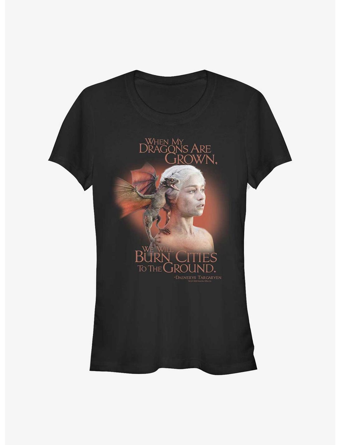Game Of Thrones Daenerys Dragons Burn Cities Girls T-Shirt, BLACK, hi-res