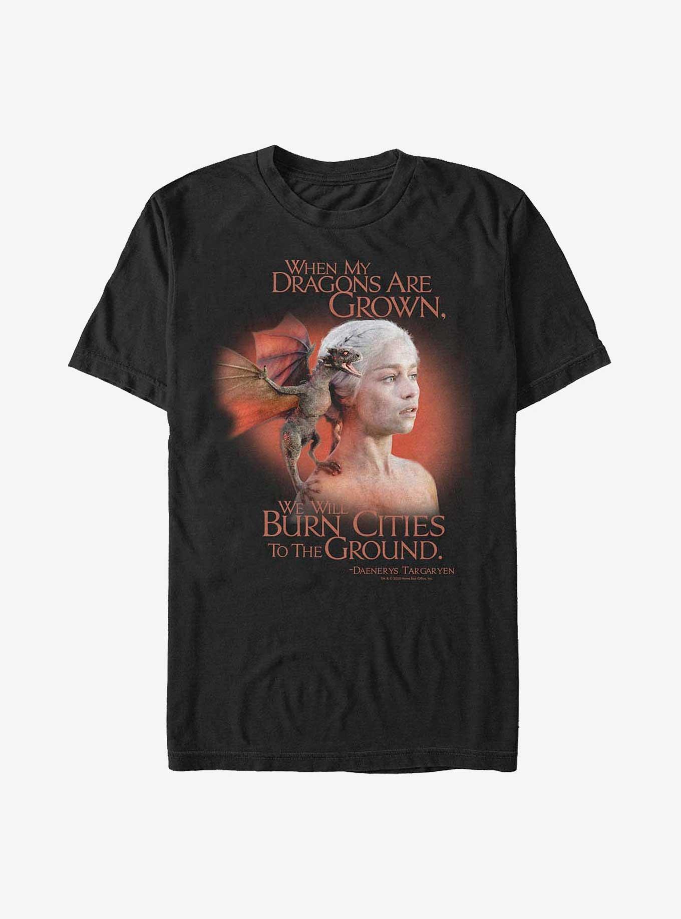 Game Of Thrones Daenerys Dragons Burn Cities T-Shirt, BLACK, hi-res