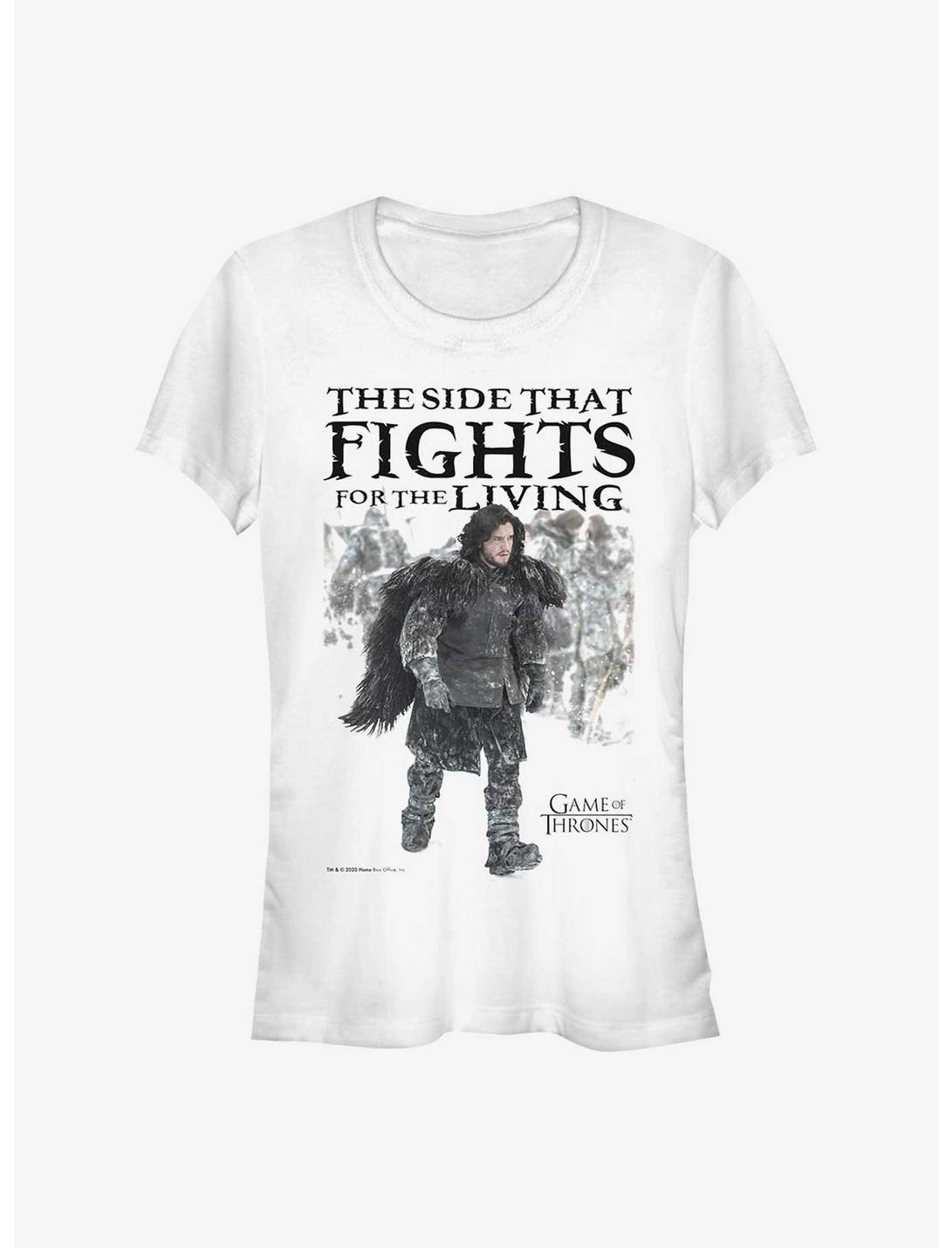 Game Of Thrones Jon Snow Fight For The Living Girls T-Shirt, WHITE, hi-res