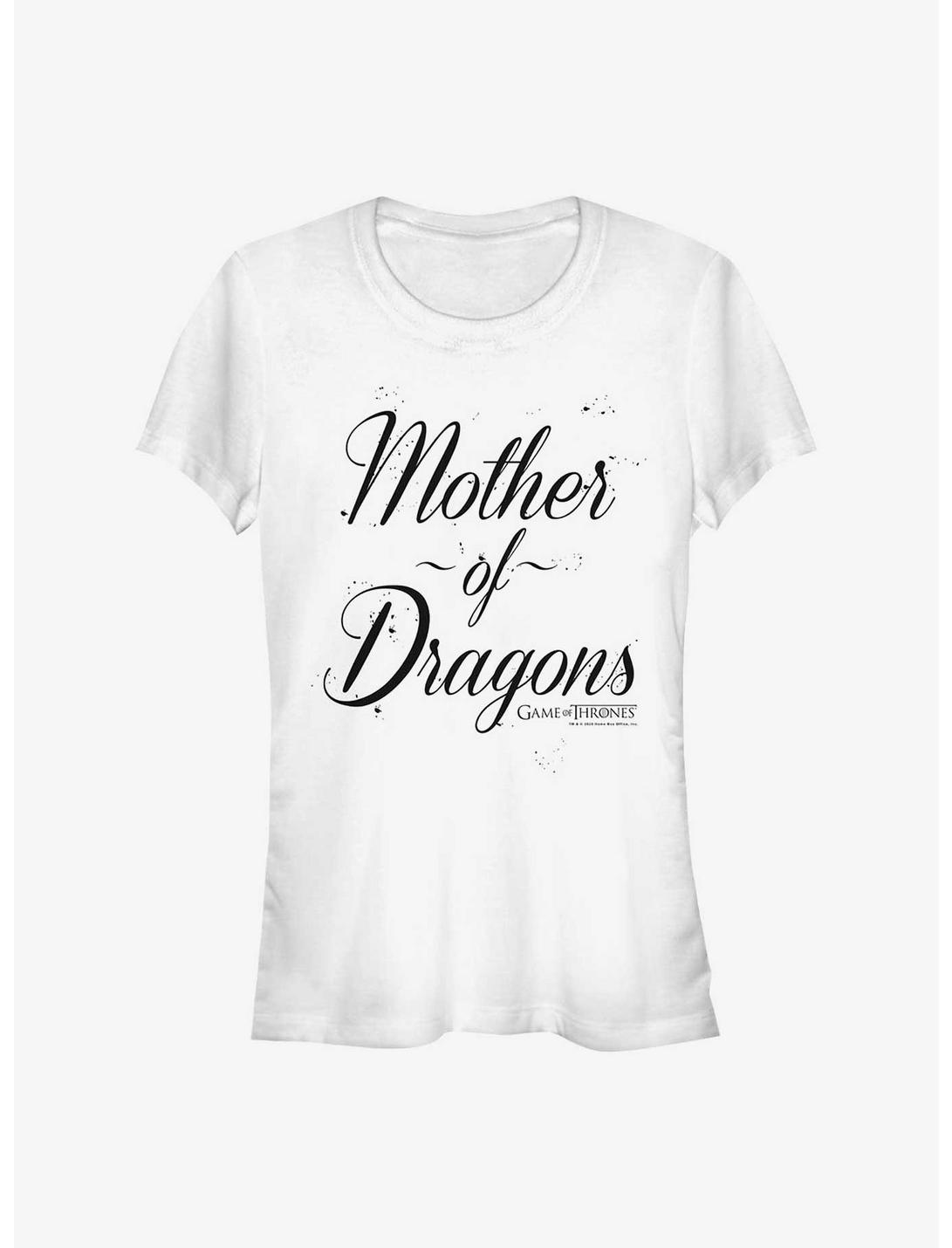 Game Of Thrones Mother Of Dragons Script Girls T-Shirt, WHITE, hi-res