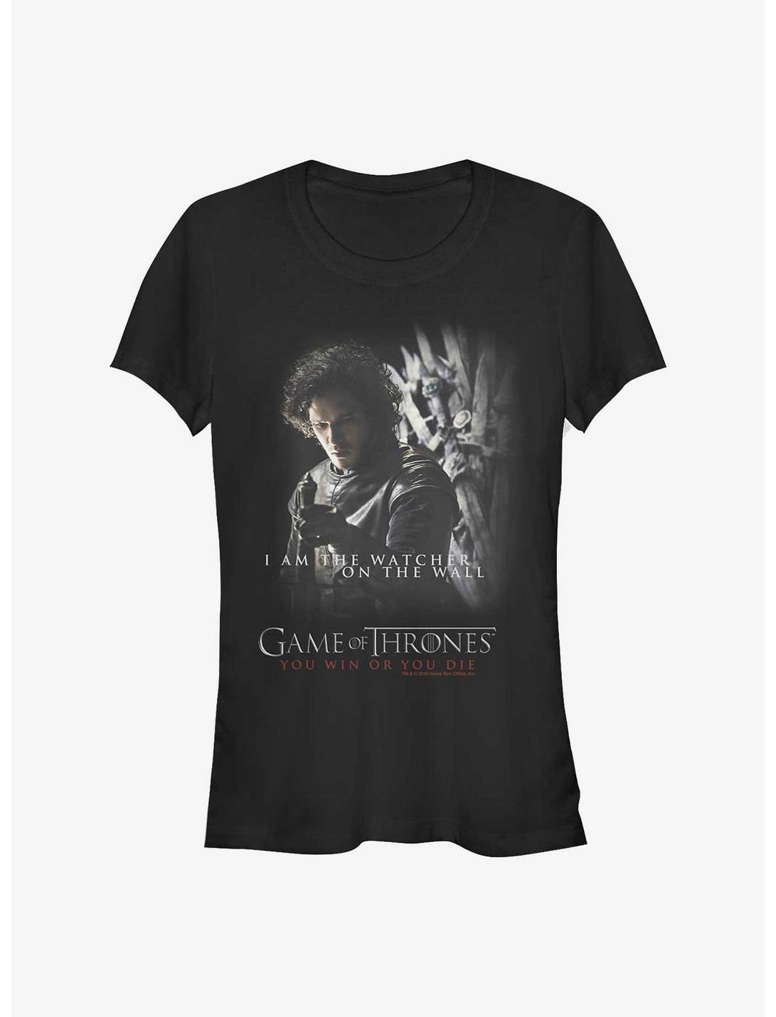 Game Of Thrones Jon Snow Watcher On The Wall Girls T-Shirt, BLACK, hi-res