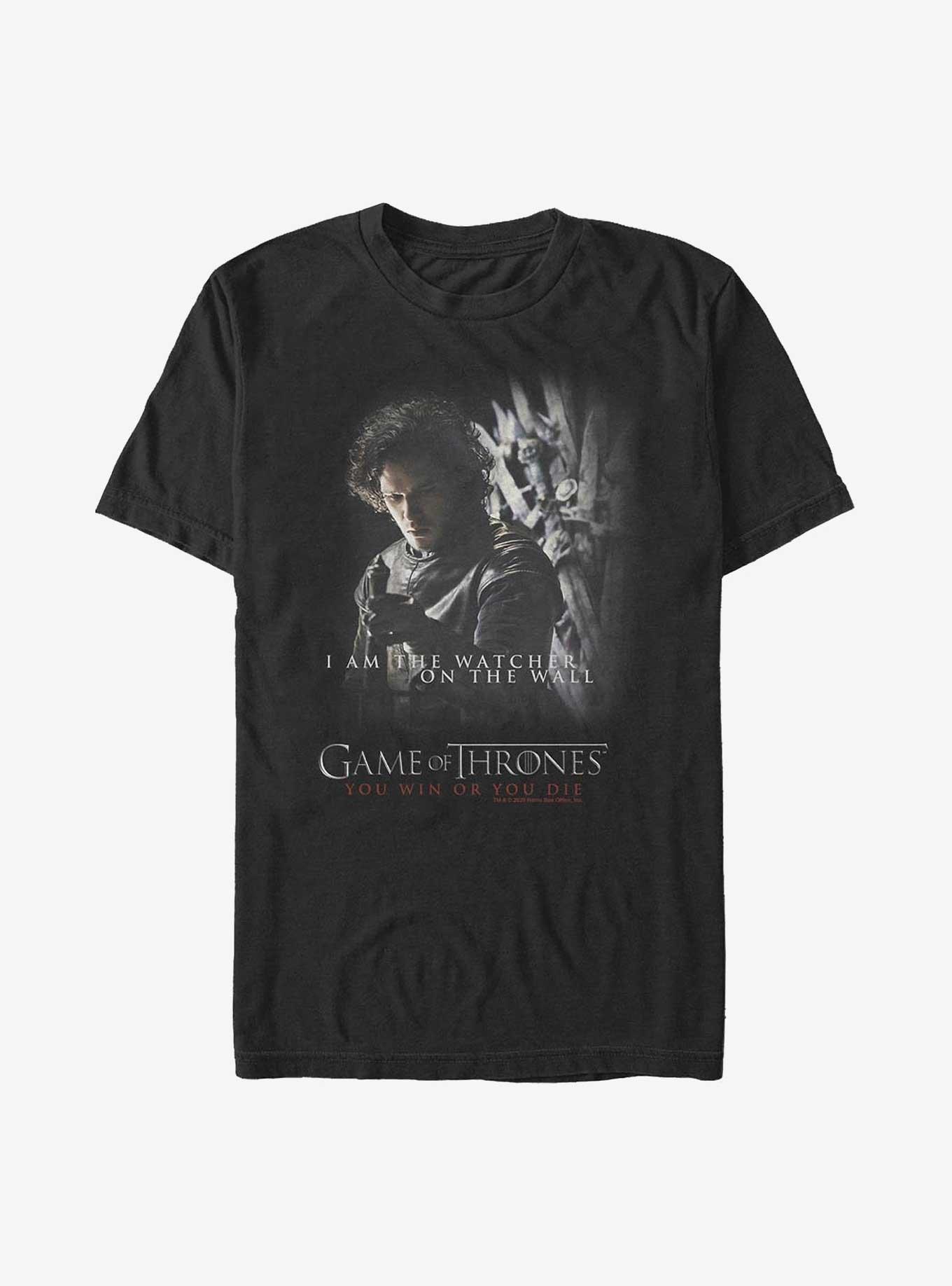 Game Of Thrones Jon Snow Watcher On The Wall T-Shirt, BLACK, hi-res