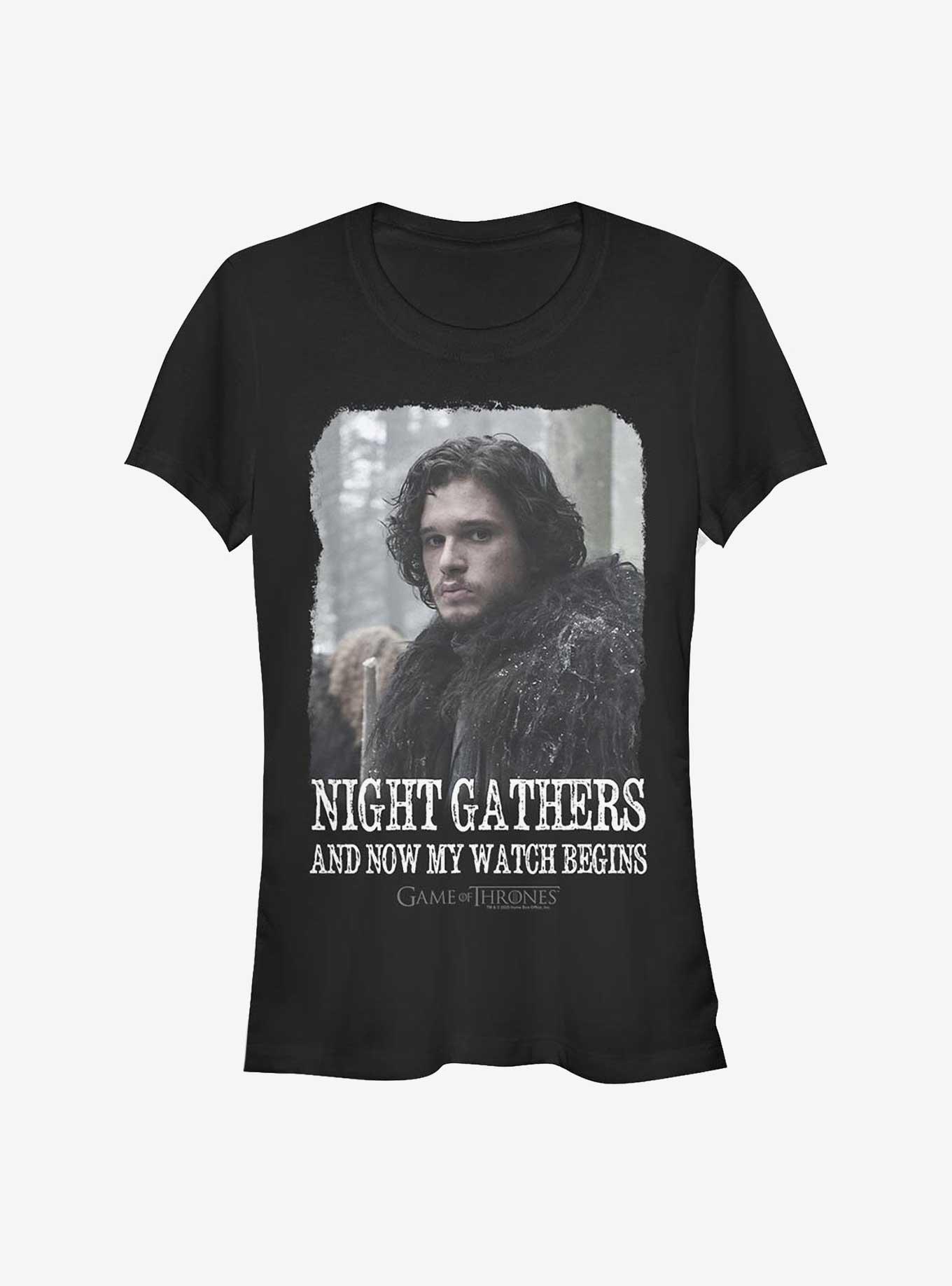Game Of Thrones Jon Snow Night Watch Begins Girls T-Shirt, BLACK, hi-res