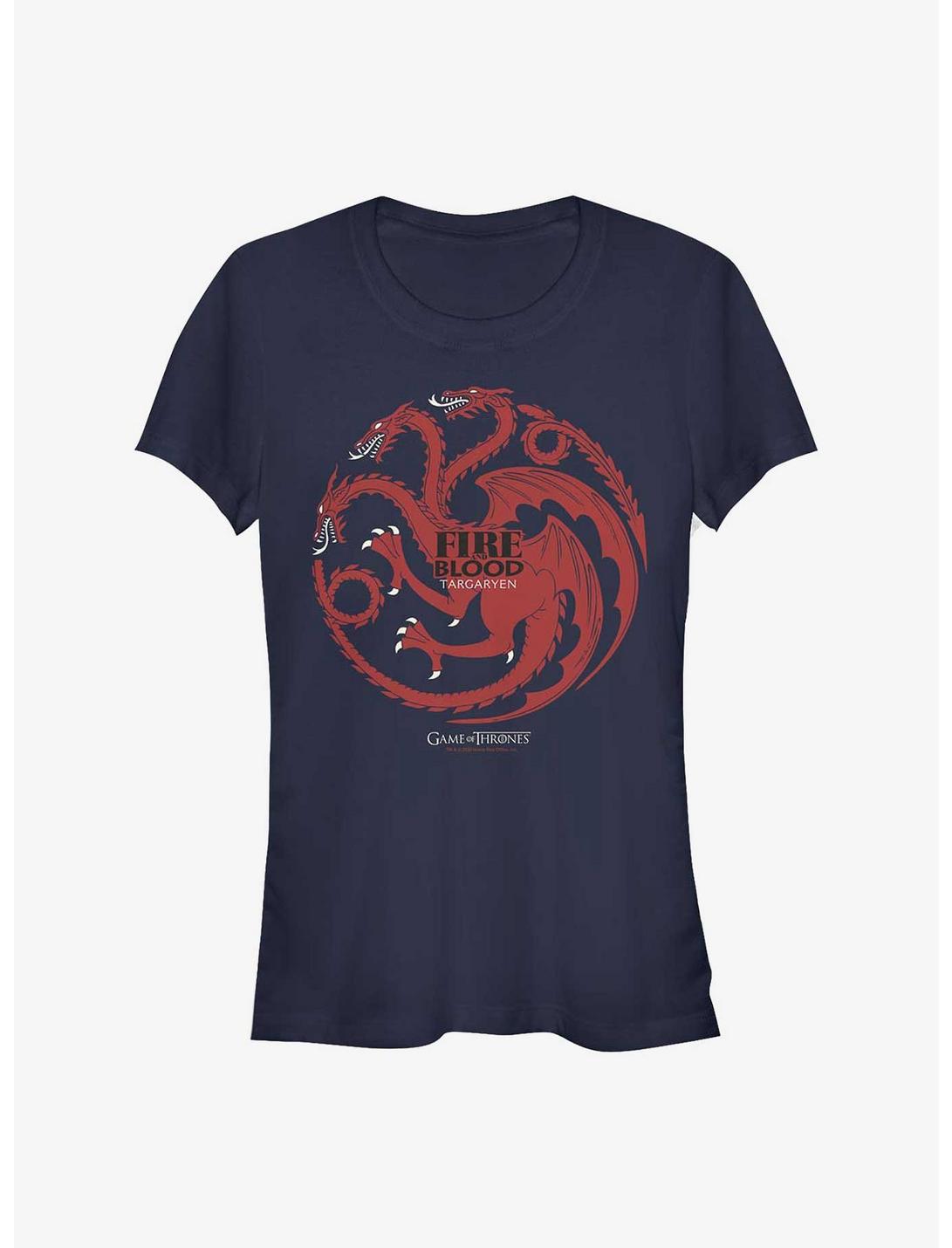 Game Of Thrones Targaryen Fire And Blood Girls T-Shirt, NAVY, hi-res