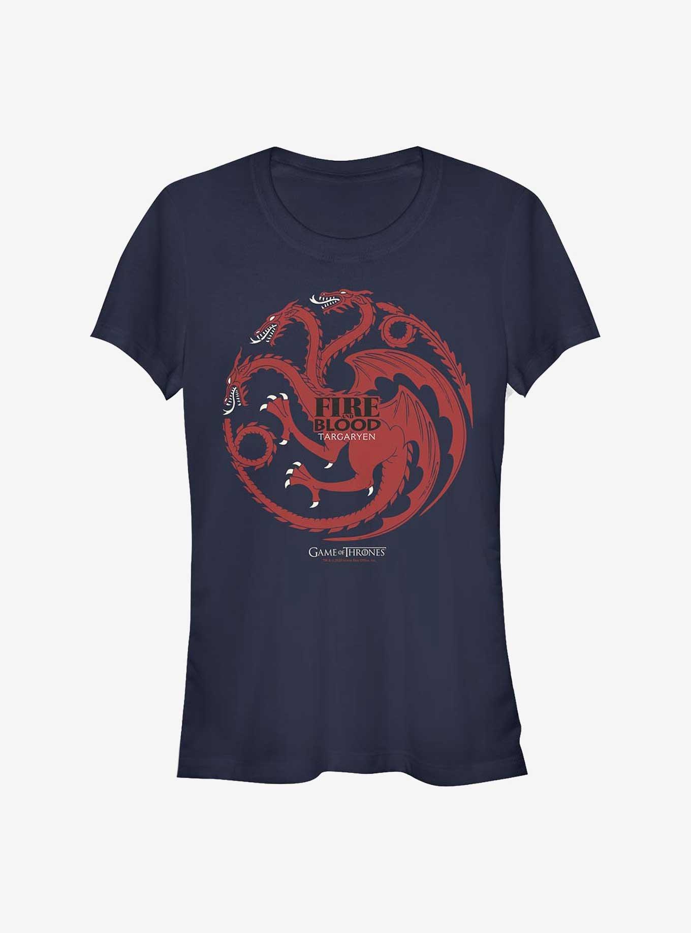 Game Of Thrones Targaryen Fire And Blood Girls T-Shirt, NAVY, hi-res