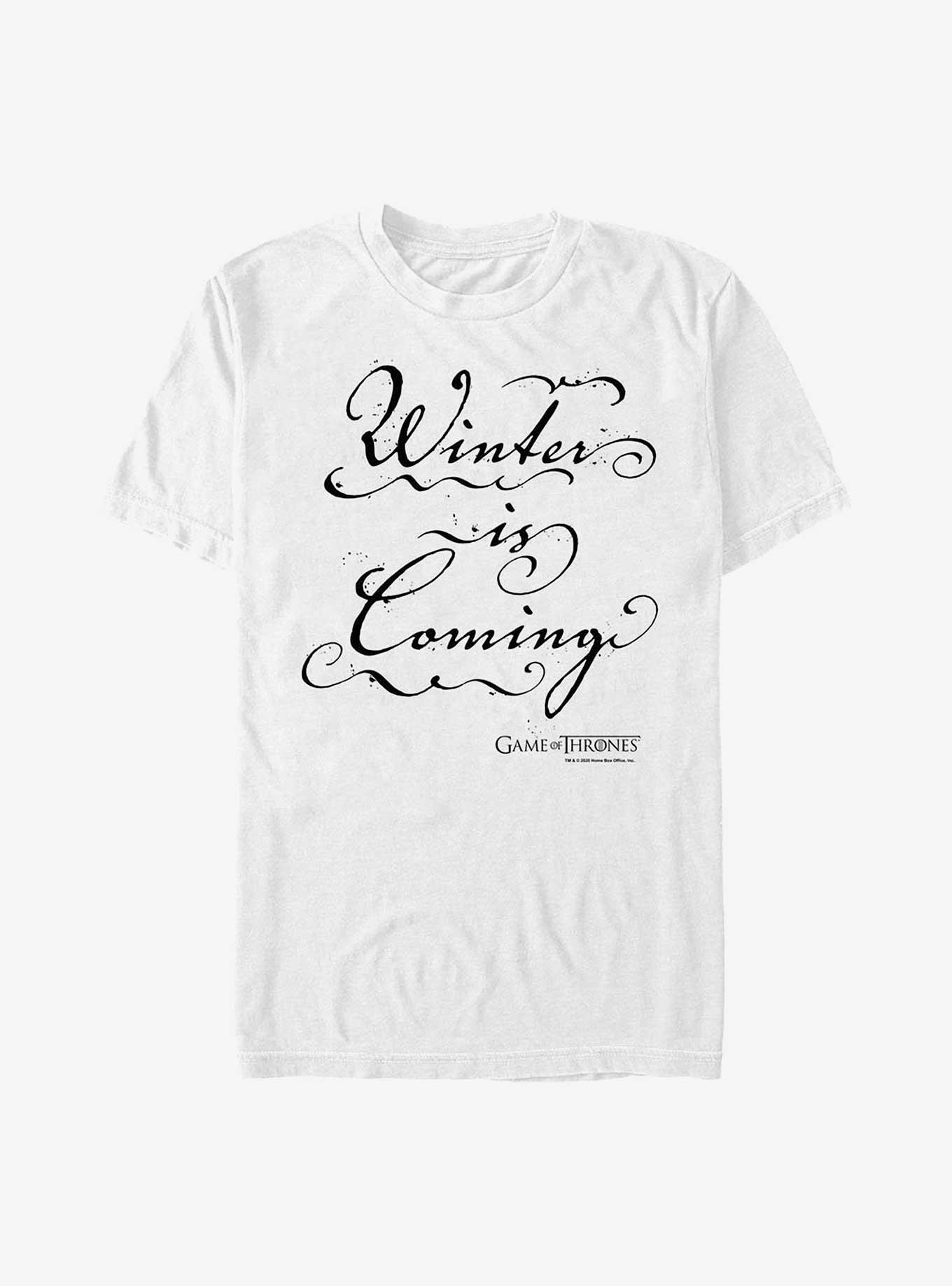 Game Of Thrones Winter Is Coming Calligraphy T-Shirt, WHITE, hi-res