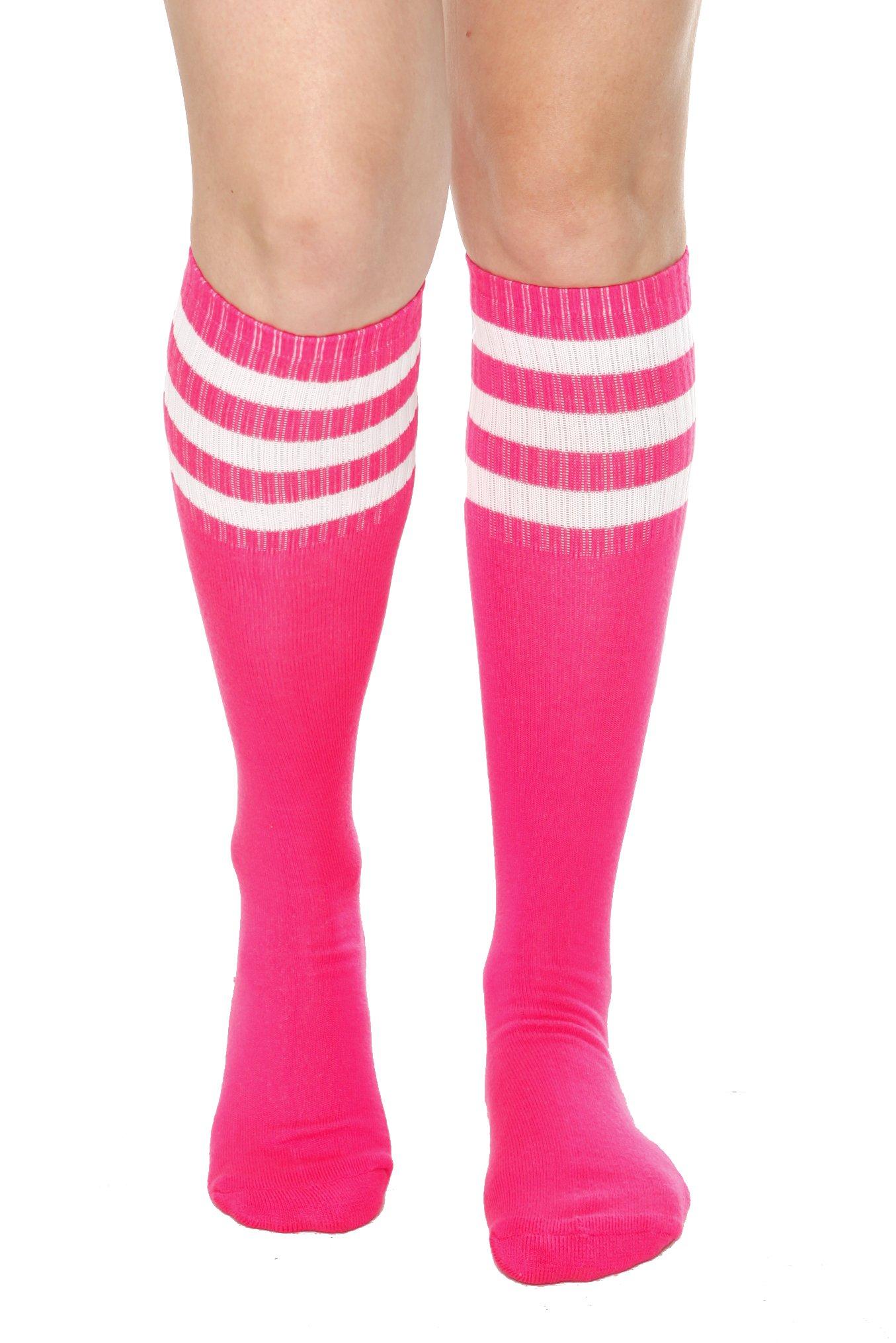 Hot Pink Knee-High Crew Socks, , hi-res