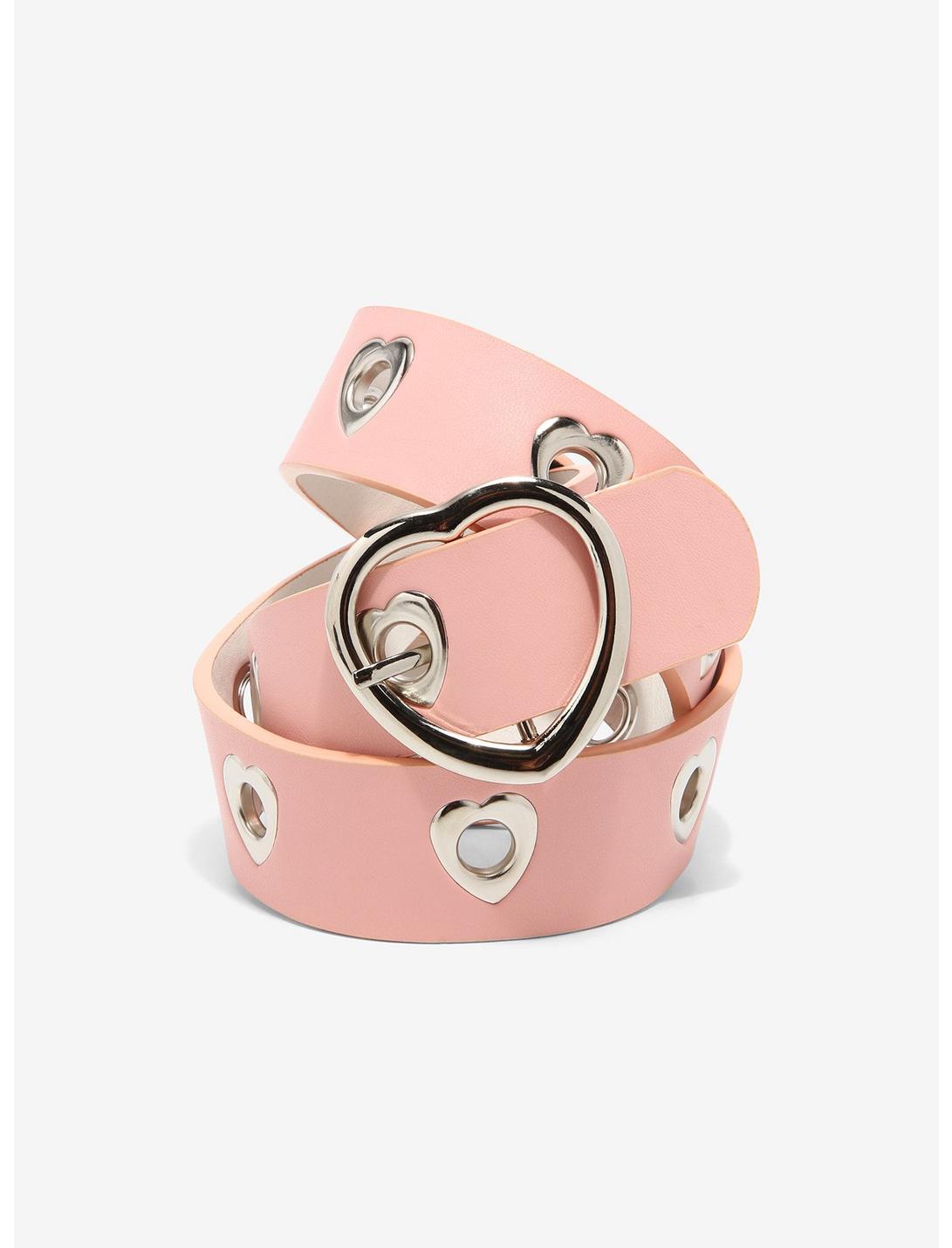 Pink Heart Grommet Belt, MULTI, hi-res