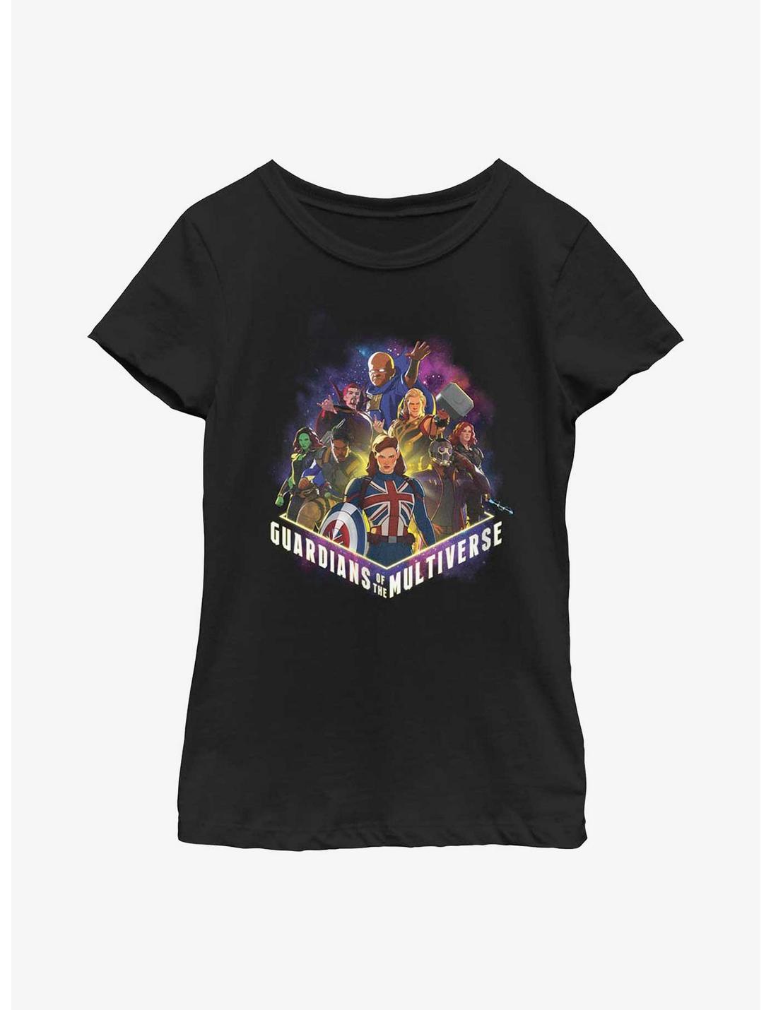 Marvel What If?? Guardians Of The Multiverse Team Up Youth Girls T-Shirt, BLACK, hi-res