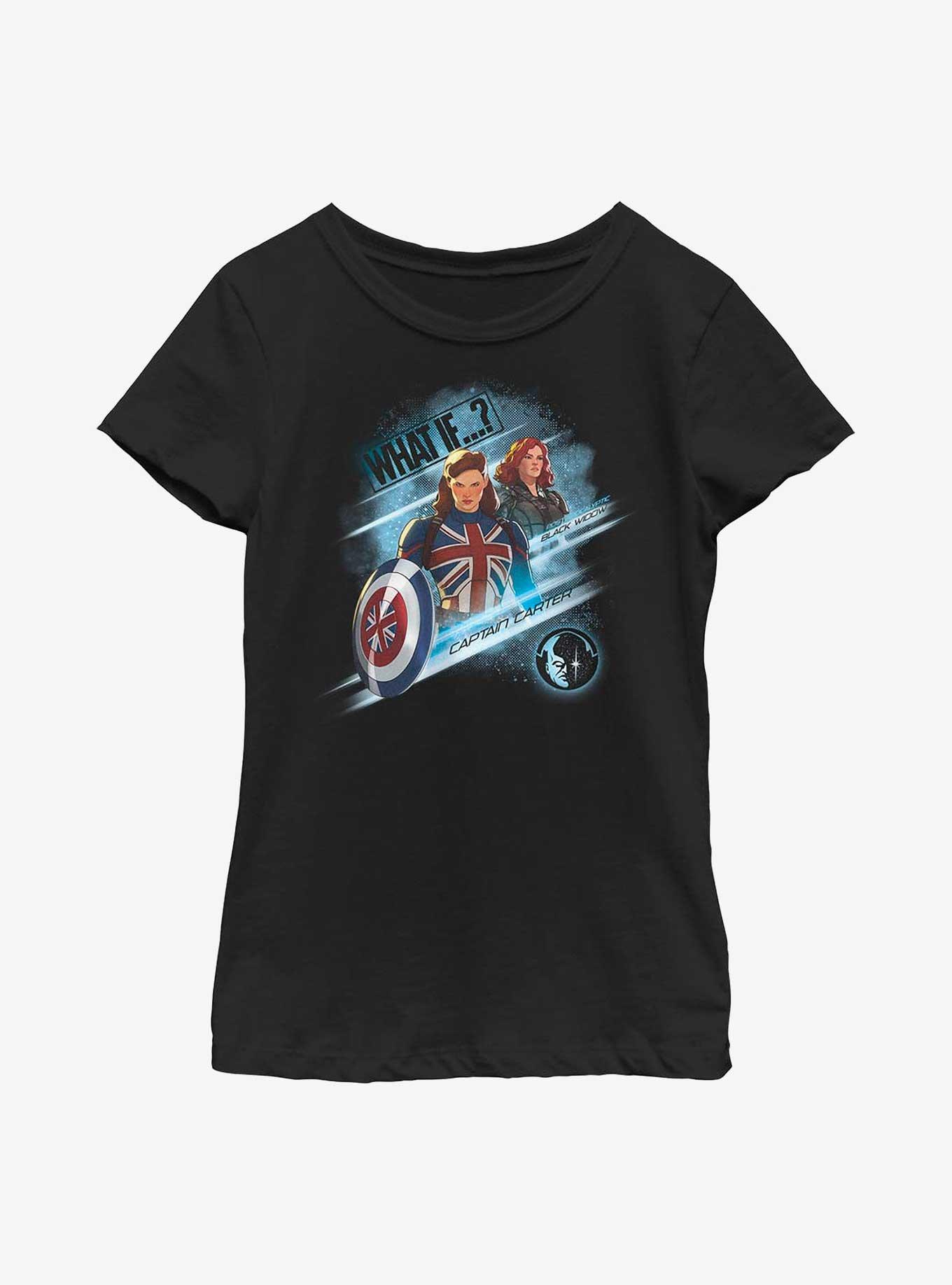 Marvel What If?? Captain Carter & Black Widow Team Up Youth Girls T-Shirt, BLACK, hi-res