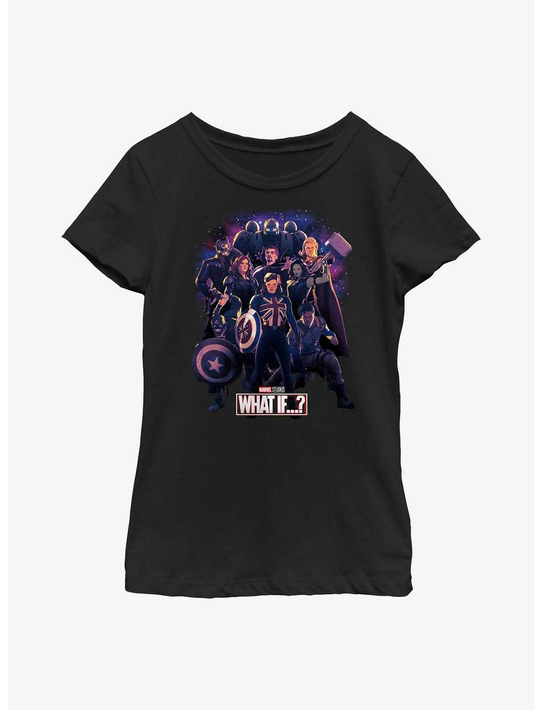 Marvel What If?? Guardians Of The Multiverse Group Youth Girls T-Shirt, BLACK, hi-res