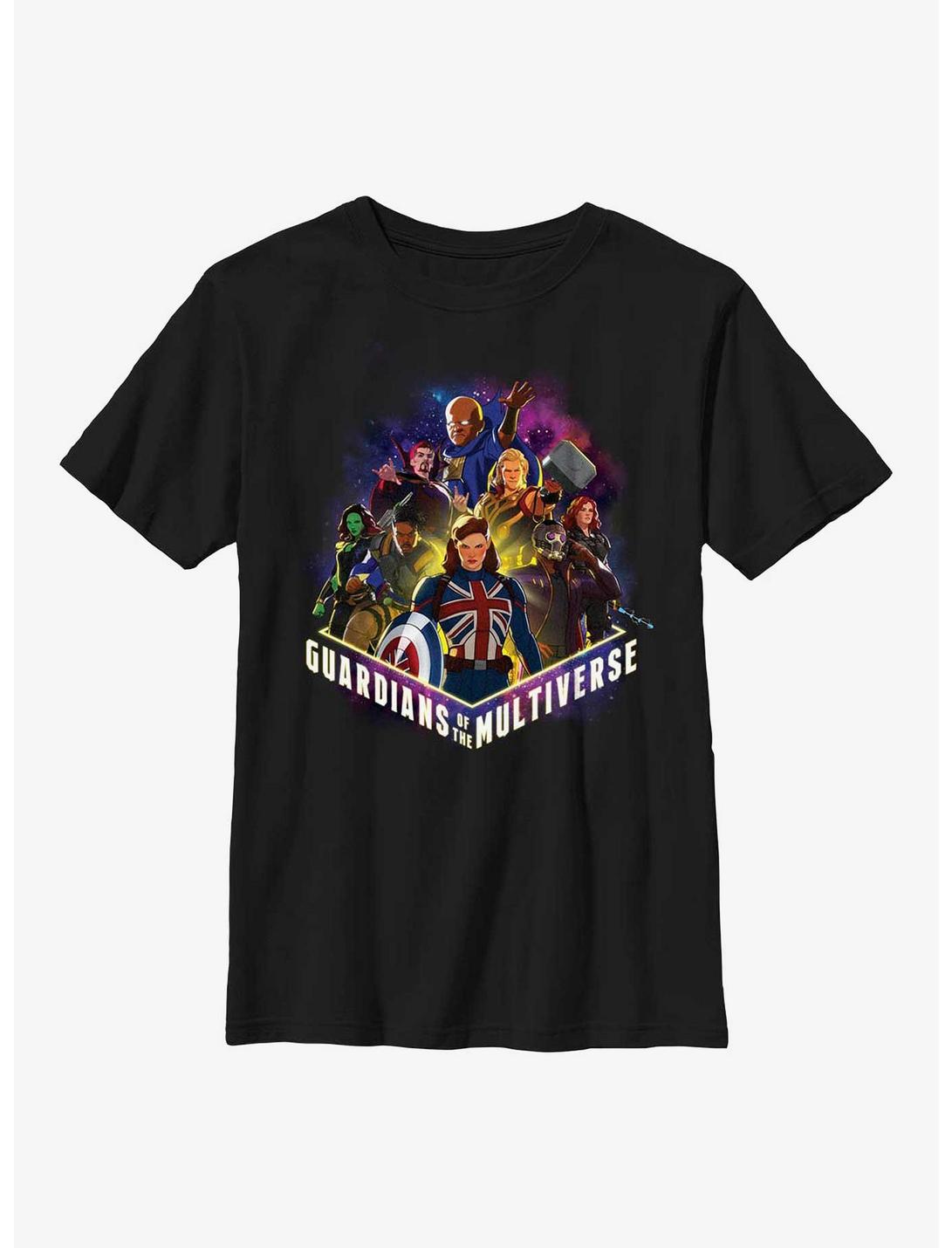 Marvel What If?? Guardians Of The Multiverse Team Up Youth T-Shirt, BLACK, hi-res