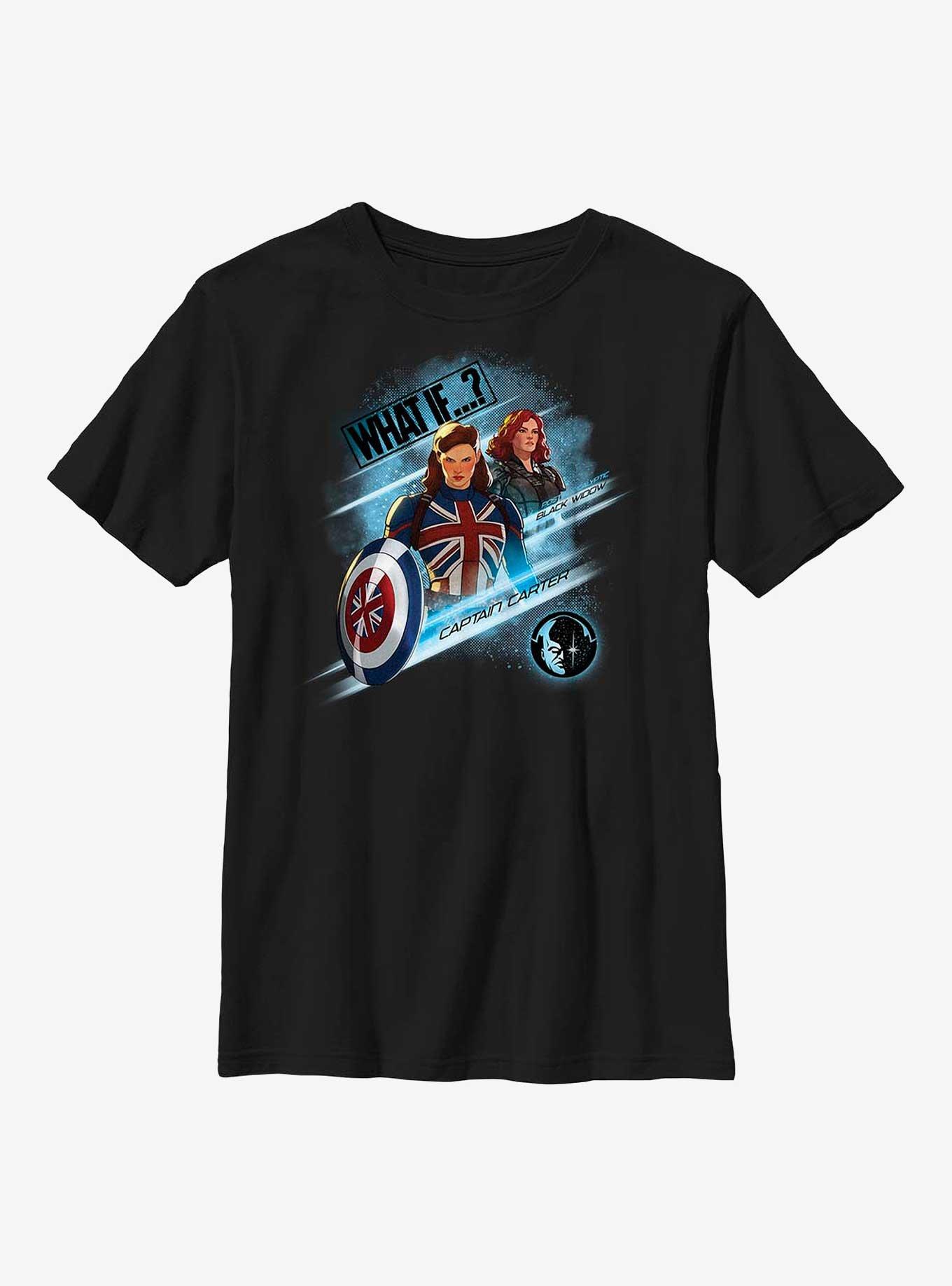 Marvel What If?? Captain Carter & Black Widow Team Up Youth T-Shirt, BLACK, hi-res