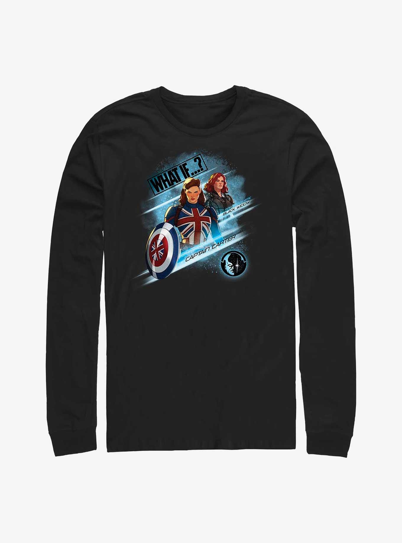 Marvel What If?? Captain Carter & Black Widow Team Up Long-Sleeve T-Shirt, BLACK, hi-res