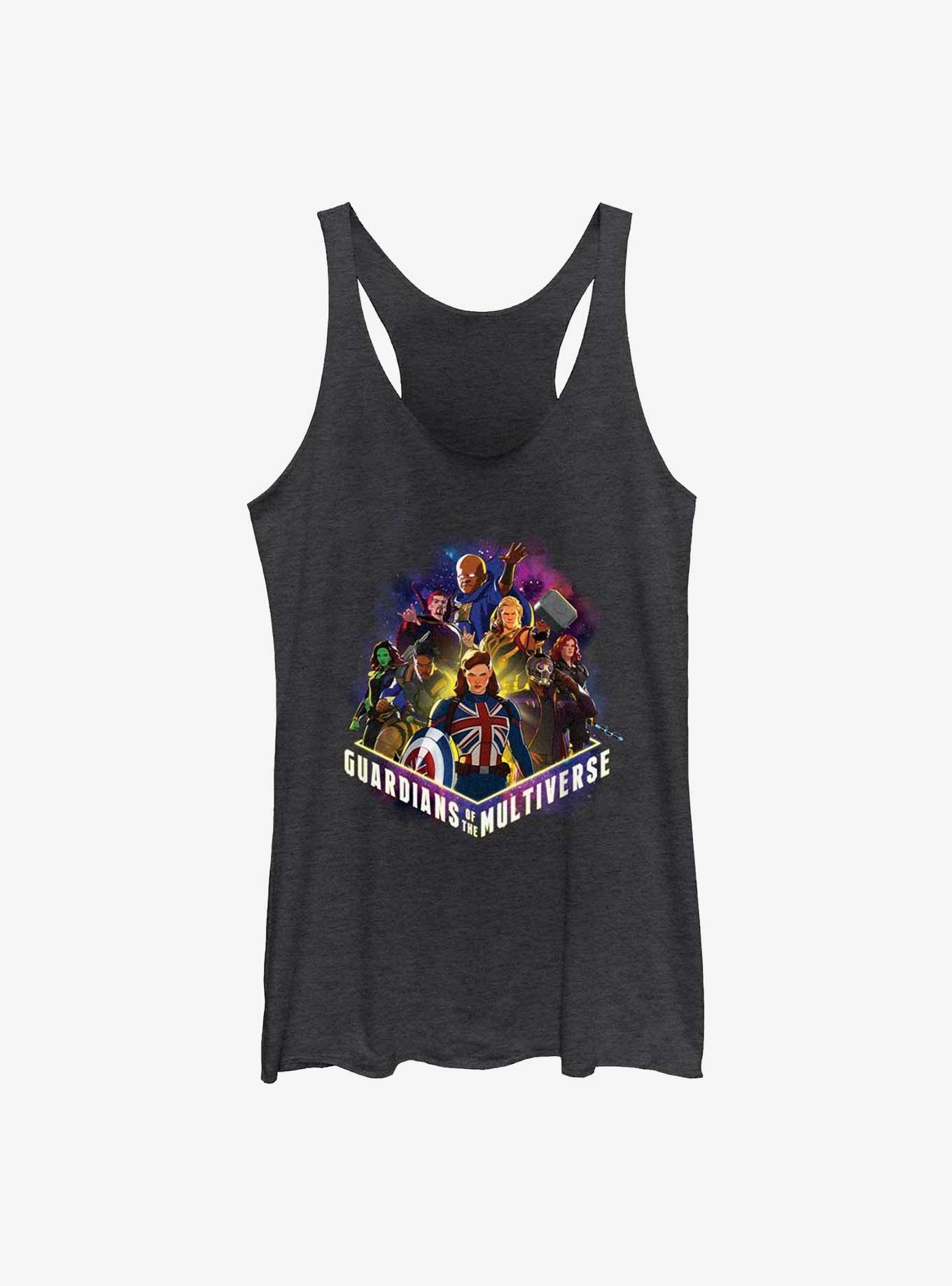 Marvel What If?? Guardians Of The Multiverse Team Up Womens Tank Top, BLK HTR, hi-res view 1