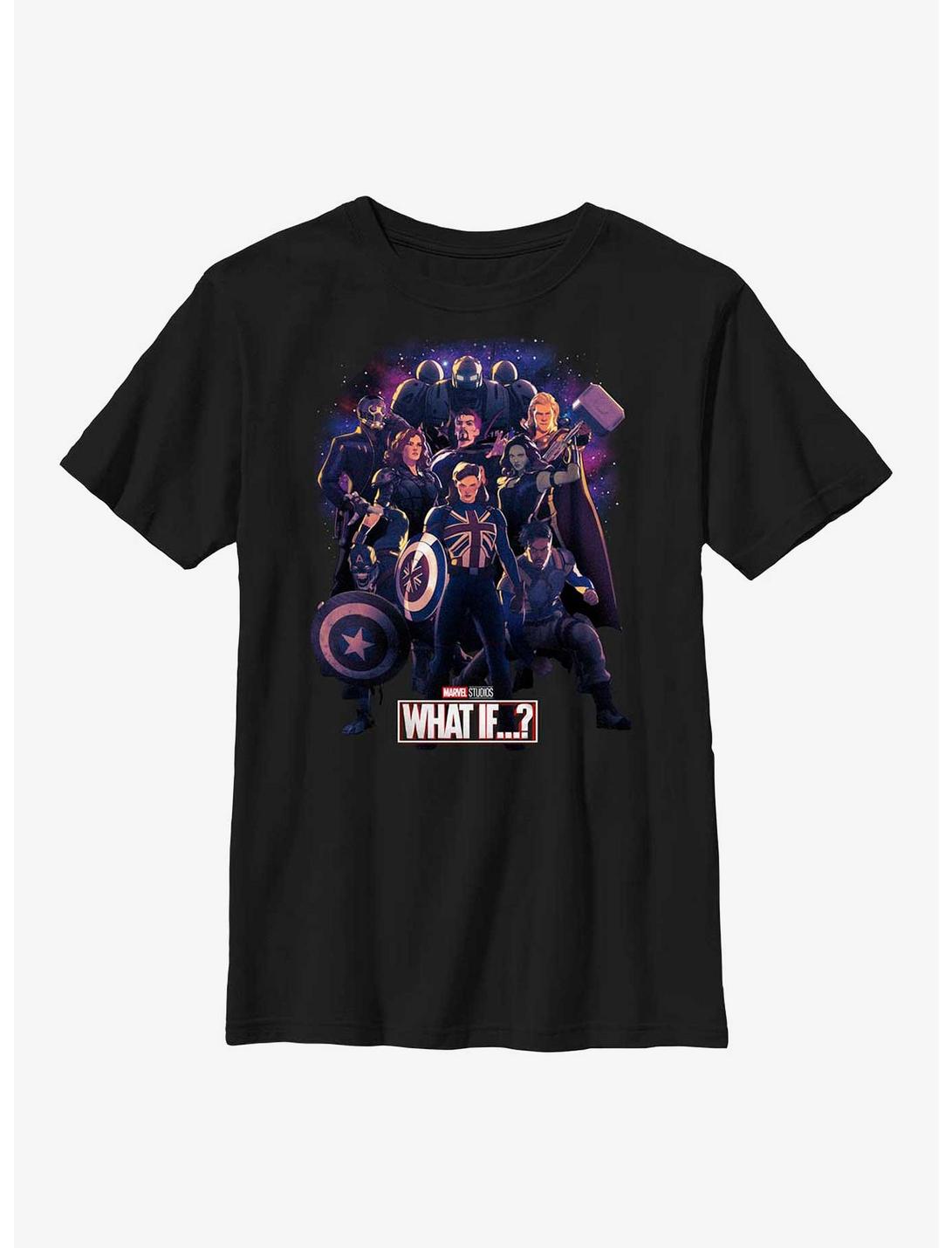 Marvel What If?? Guardians Of The Multiverse Group Youth T-Shirt, BLACK, hi-res
