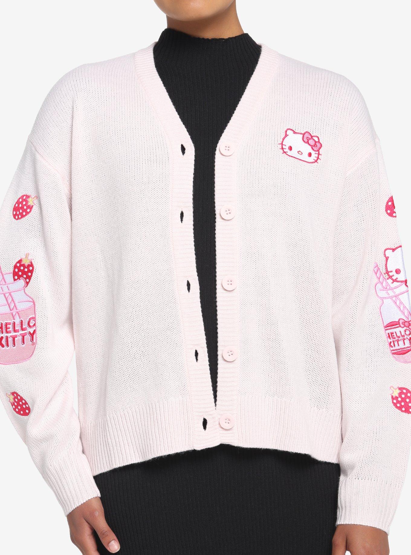 Hello Kitty Strawberry Milk Skimmer Girls Cardigan