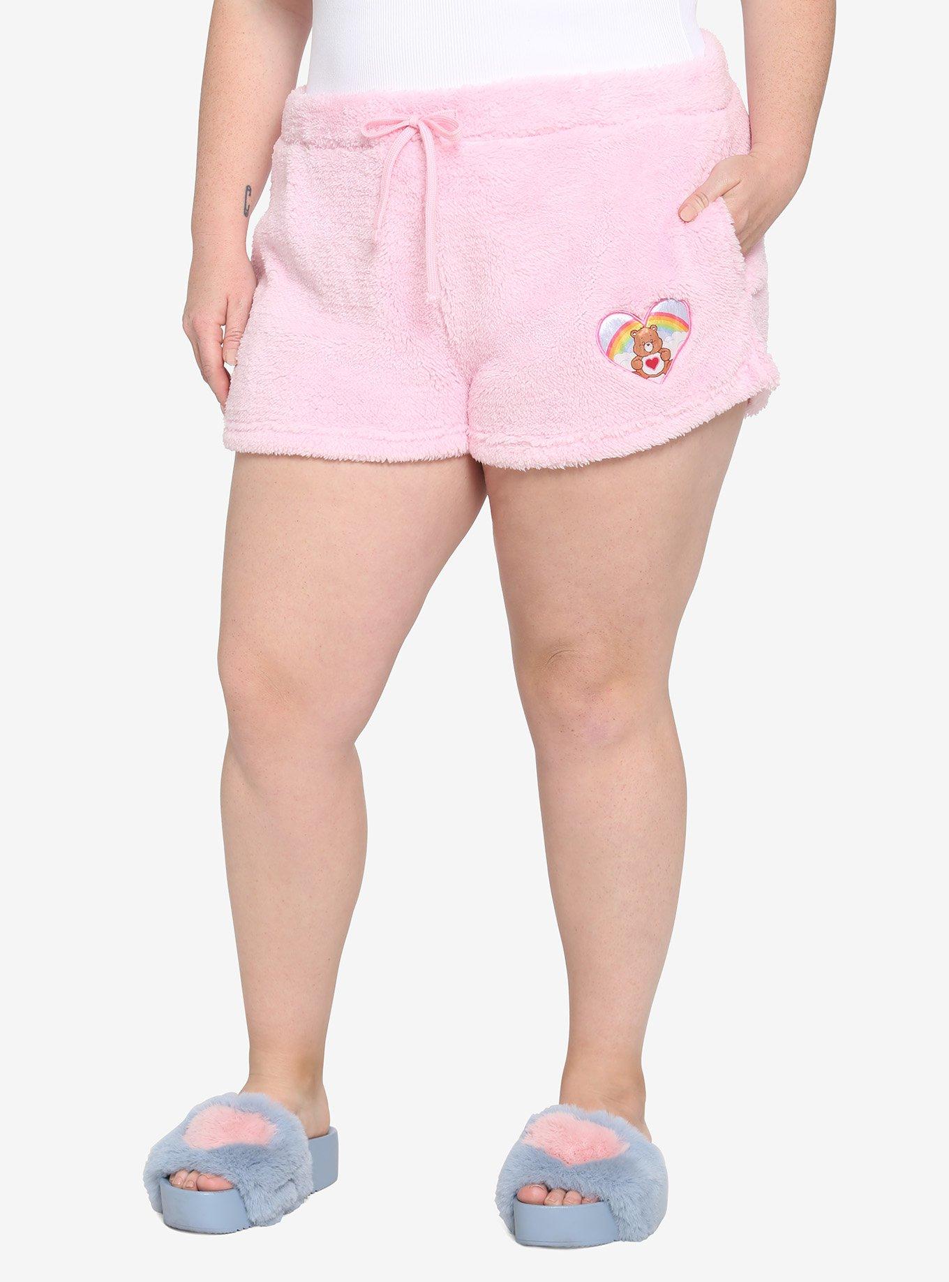 Care Bears Tenderheart Bear Fuzzy Girls Lounge Shorts Plus Size, PINK, hi-res