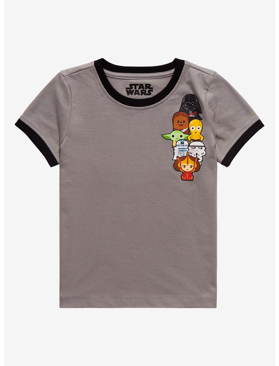 Star Wars Chibi Characters Group Portrait Toddler Ringer T-Shirt , GREY, hi-res