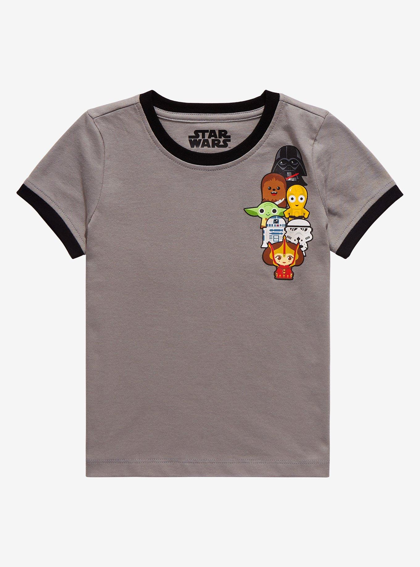 Star Wars Chibi Characters Group Portrait Toddler Ringer T-Shirt , GREY, hi-res