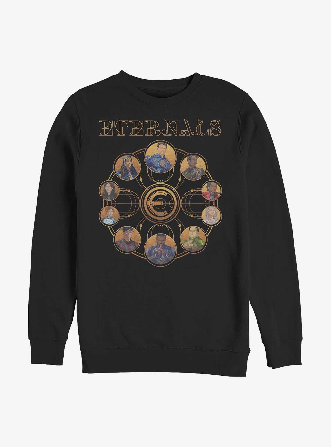 Marvel Eternals Circular Gold Heroes Crew Sweatshirt, , hi-res