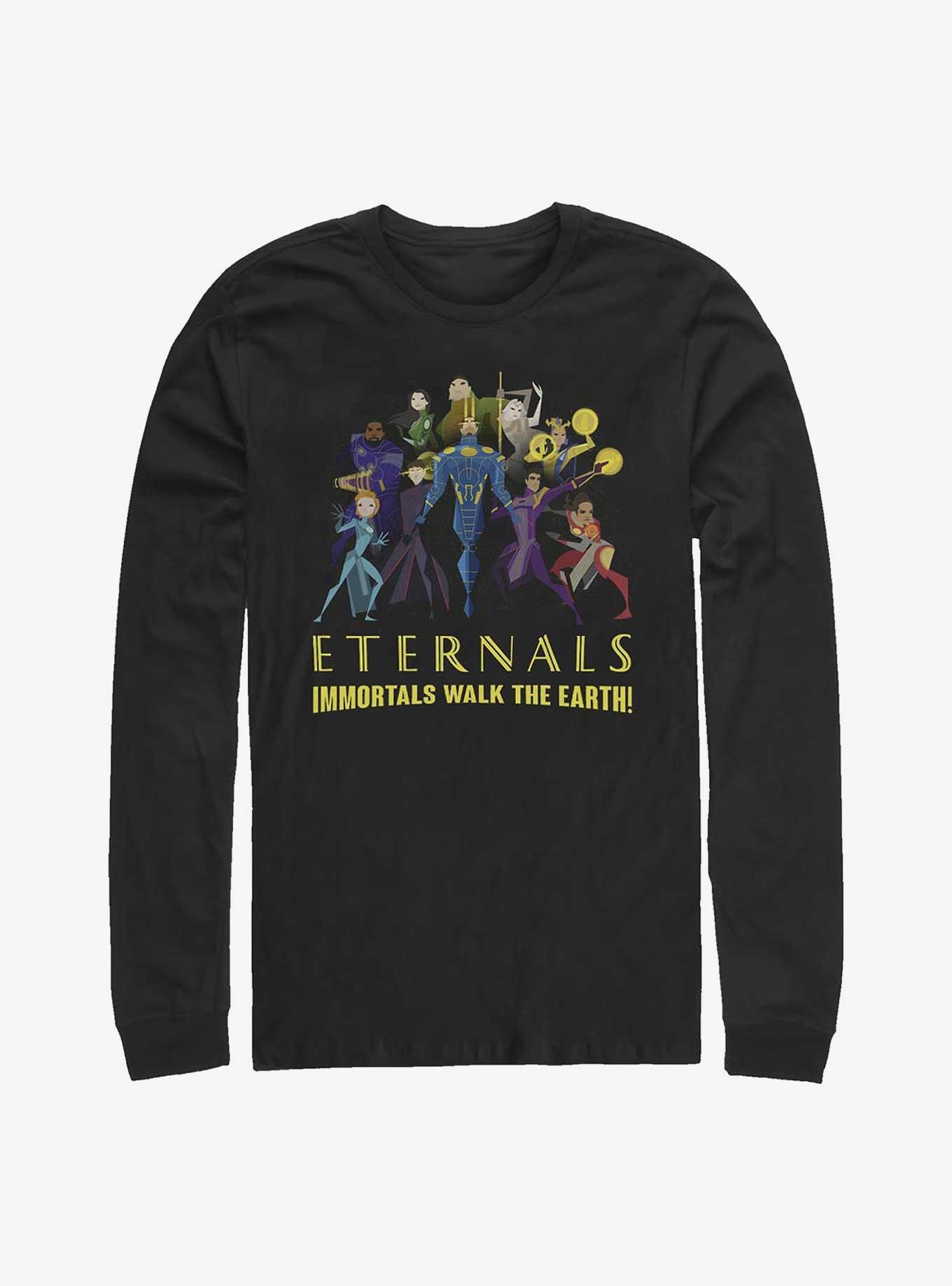 Marvel Eternals Immortals Walk The Earth Long-Sleeve T-Shirt, BLACK, hi-res