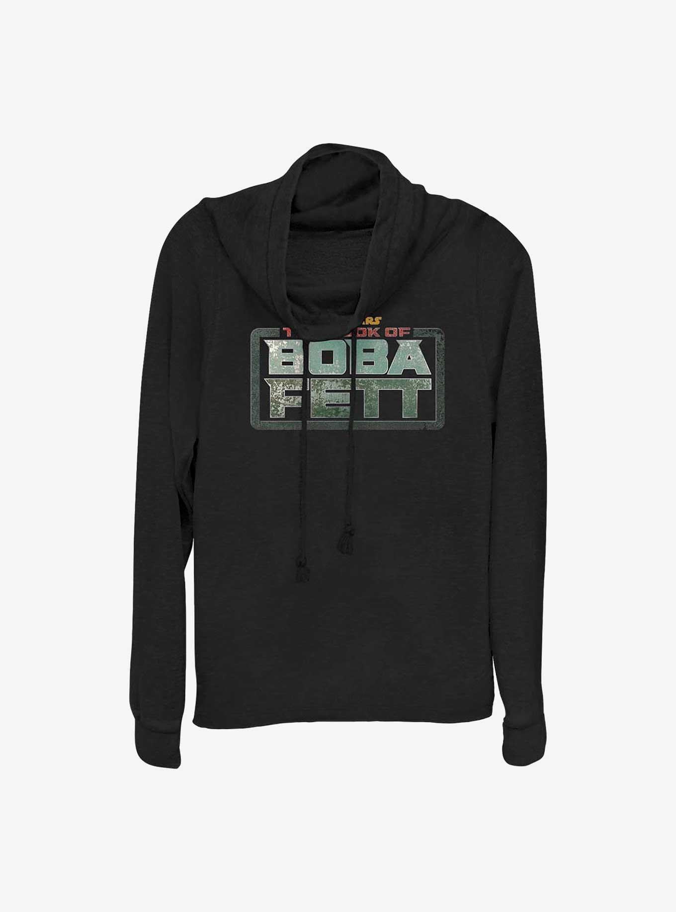 Star Wars The Book of Boba Fett - Boba Fett Main Logo Cowlneck Long-Sleeve T-Shirt, BLACK, hi-res