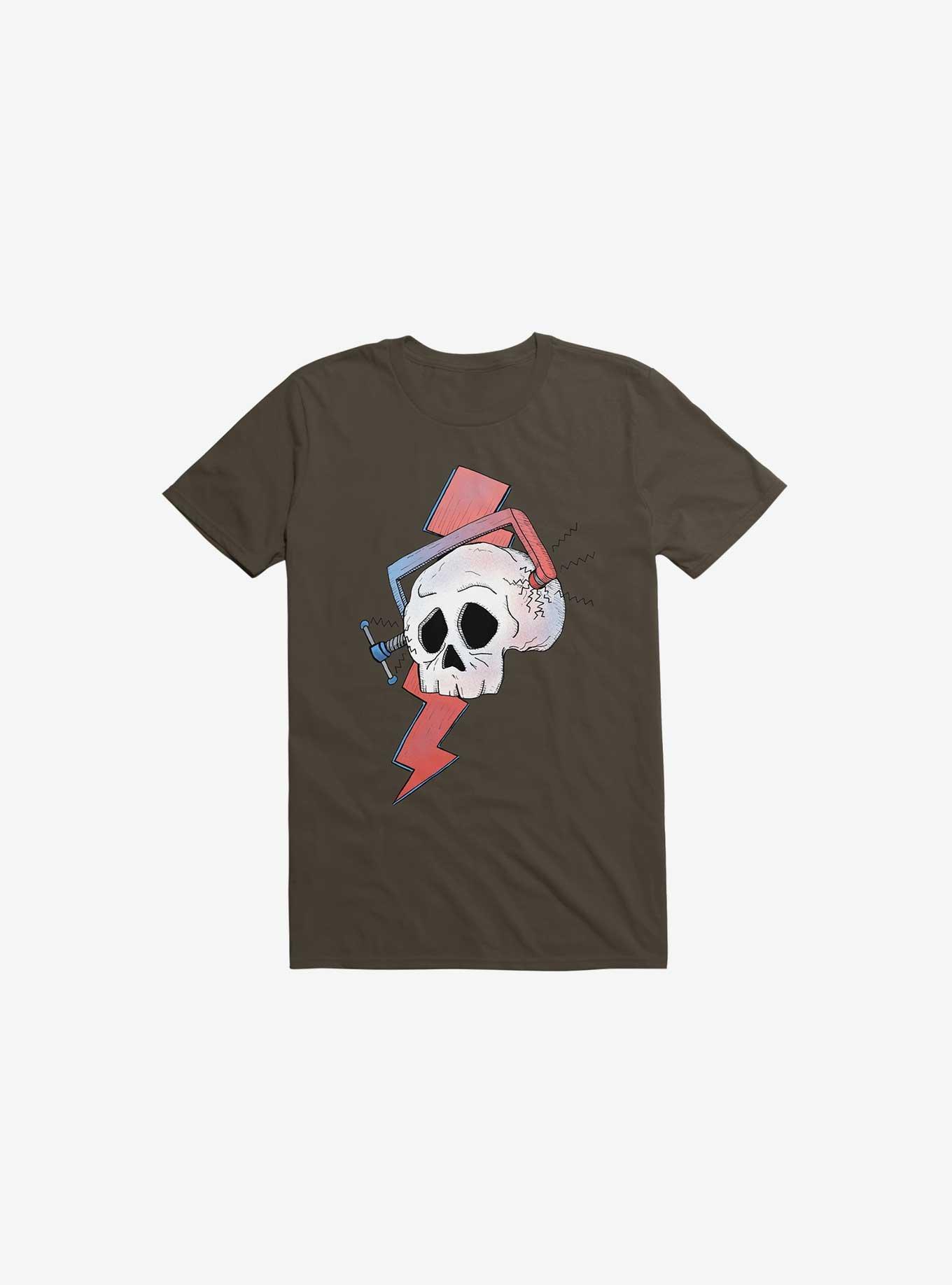 Migraine Skull T-Shirt, BROWN, hi-res