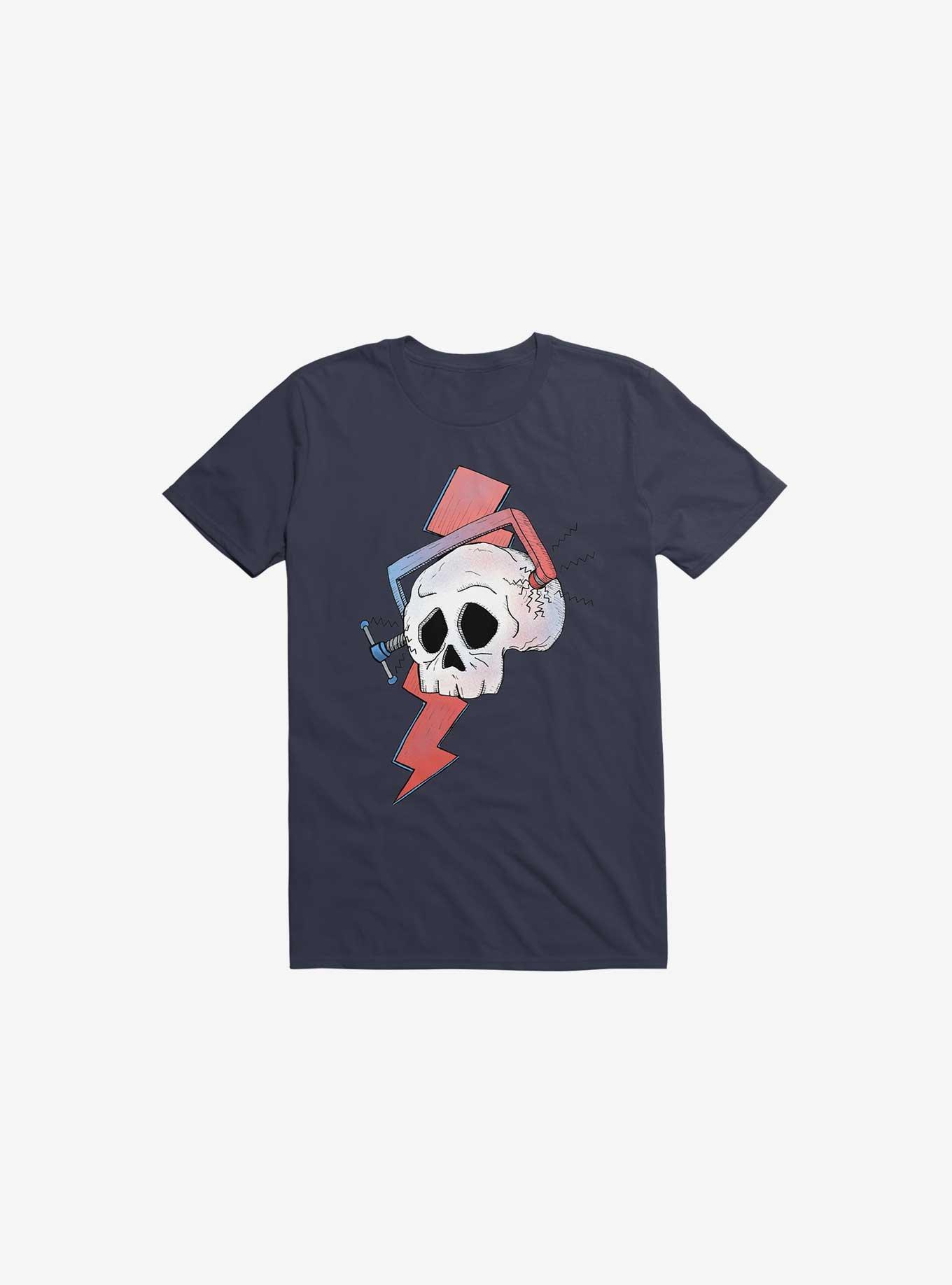 Migraine Skull T-Shirt, NAVY, hi-res