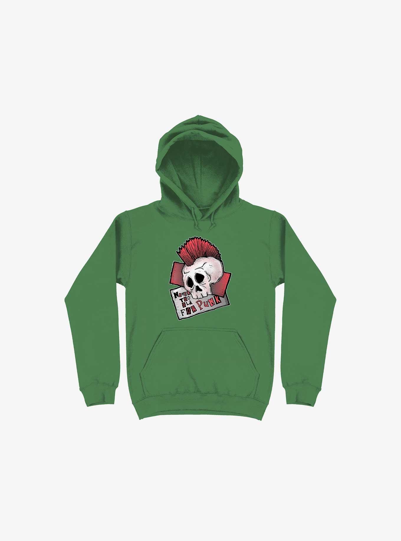 Never Too Old For Punk! Hoodie, KELLY GREEN, hi-res