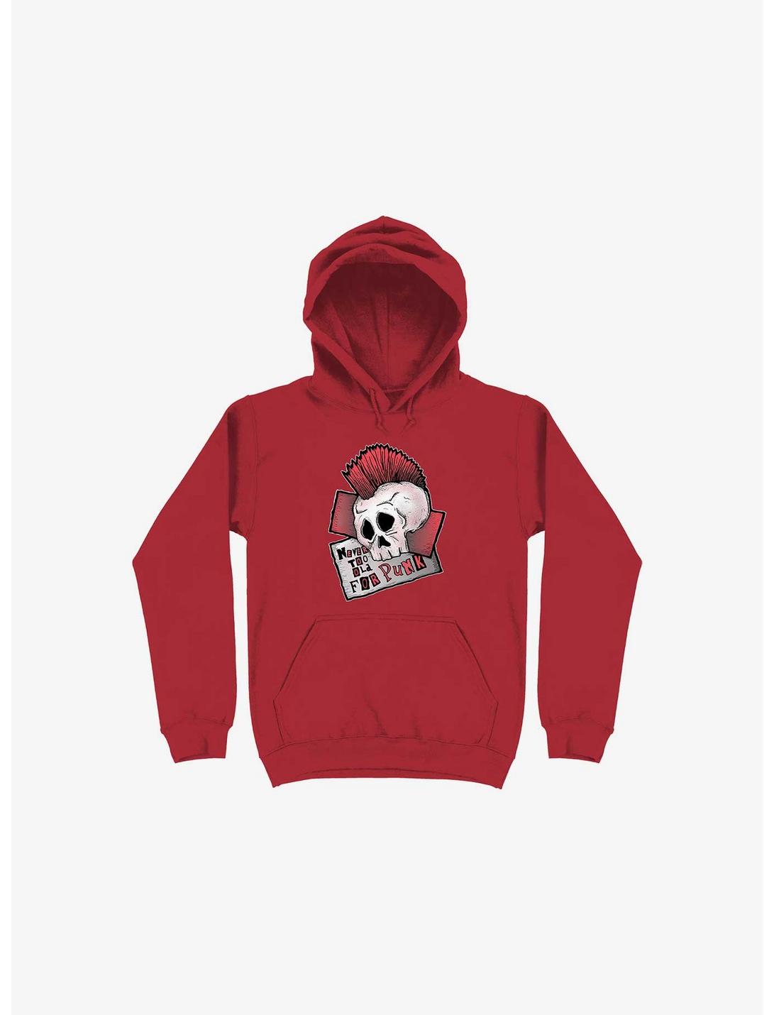 Never Too Old For Punk! Hoodie, RED, hi-res
