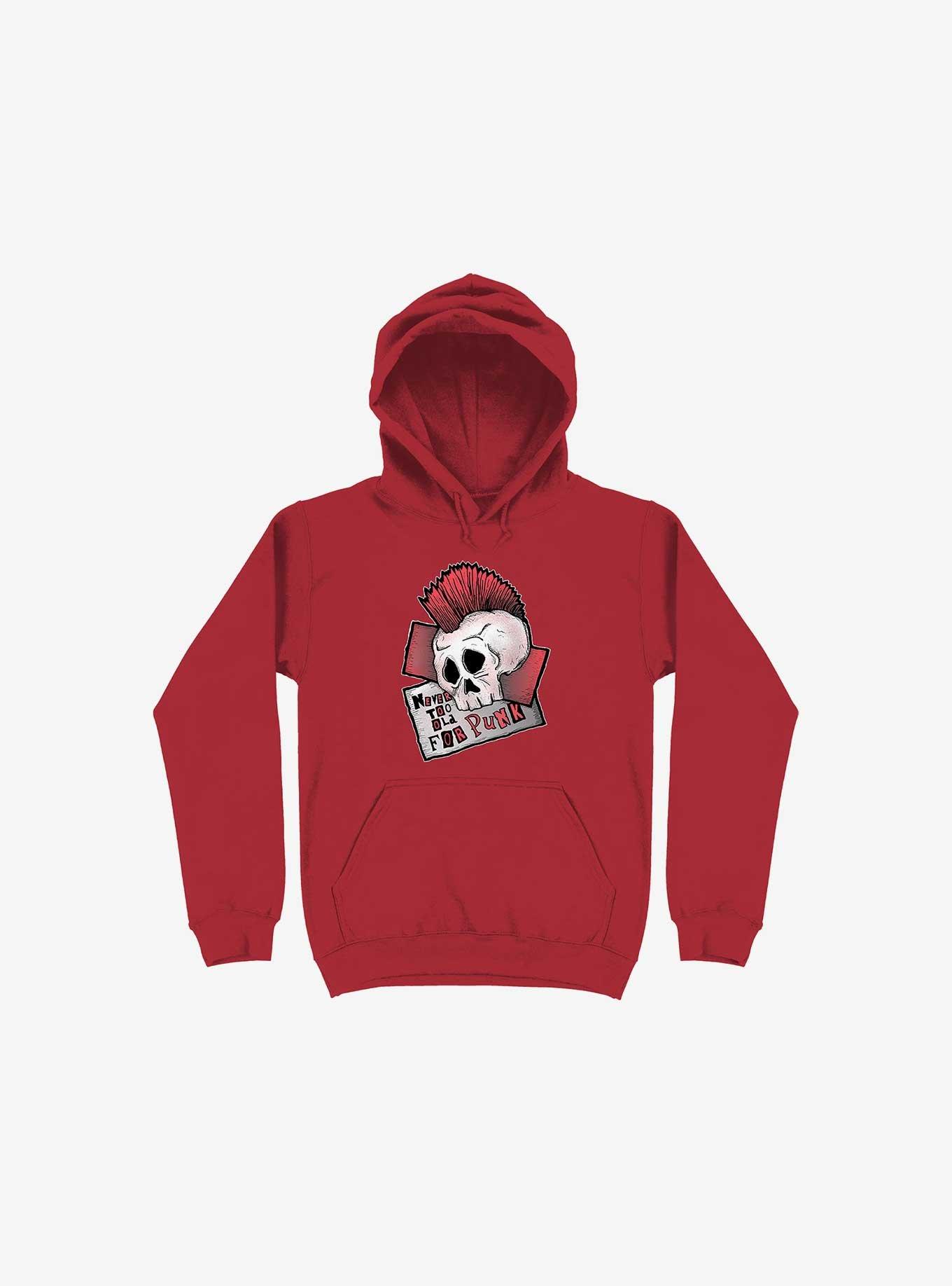 Never Too Old For Punk! Hoodie, RED, hi-res