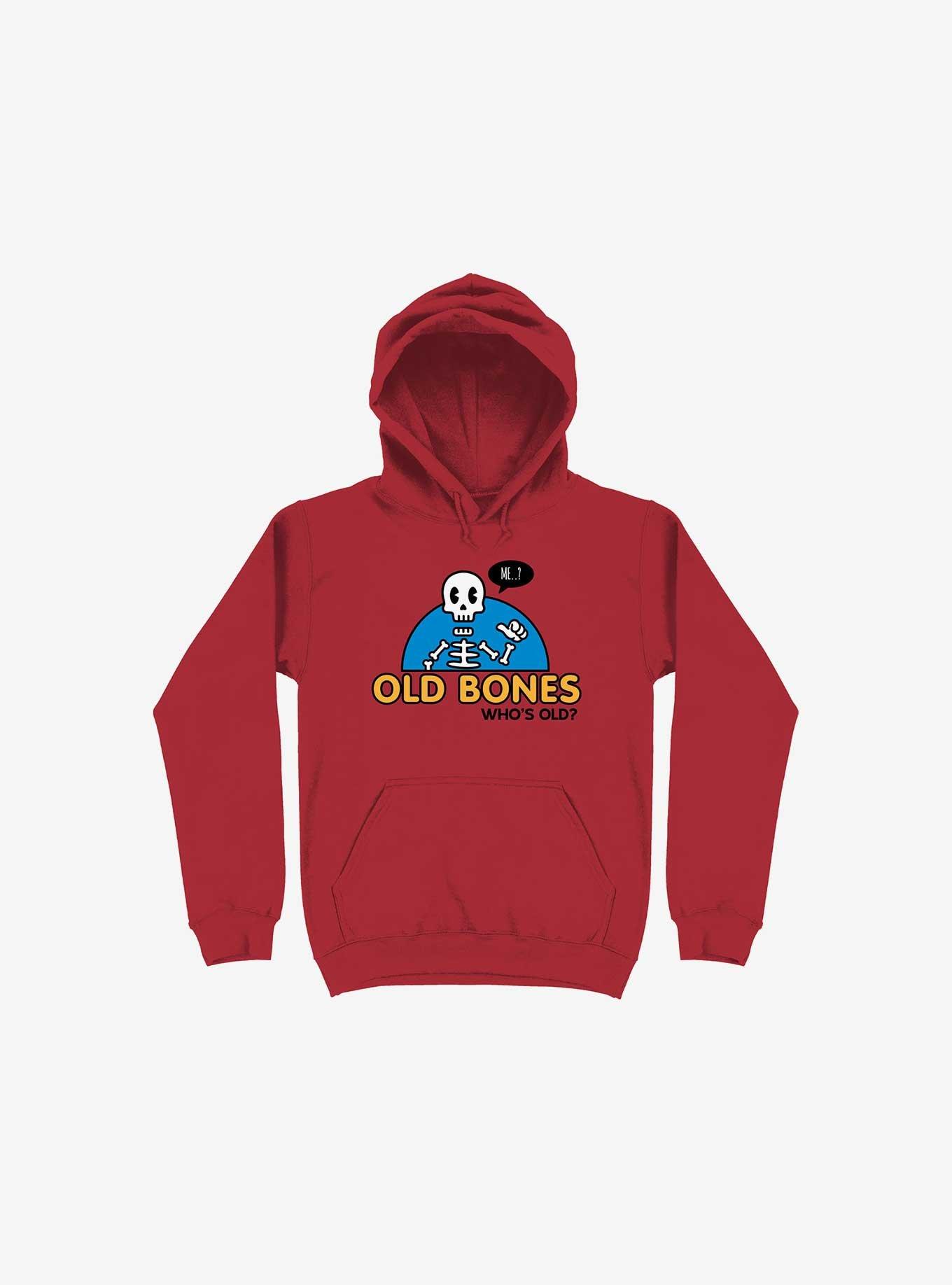 Old Bones, Who's Old? Hoodie, RED, hi-res