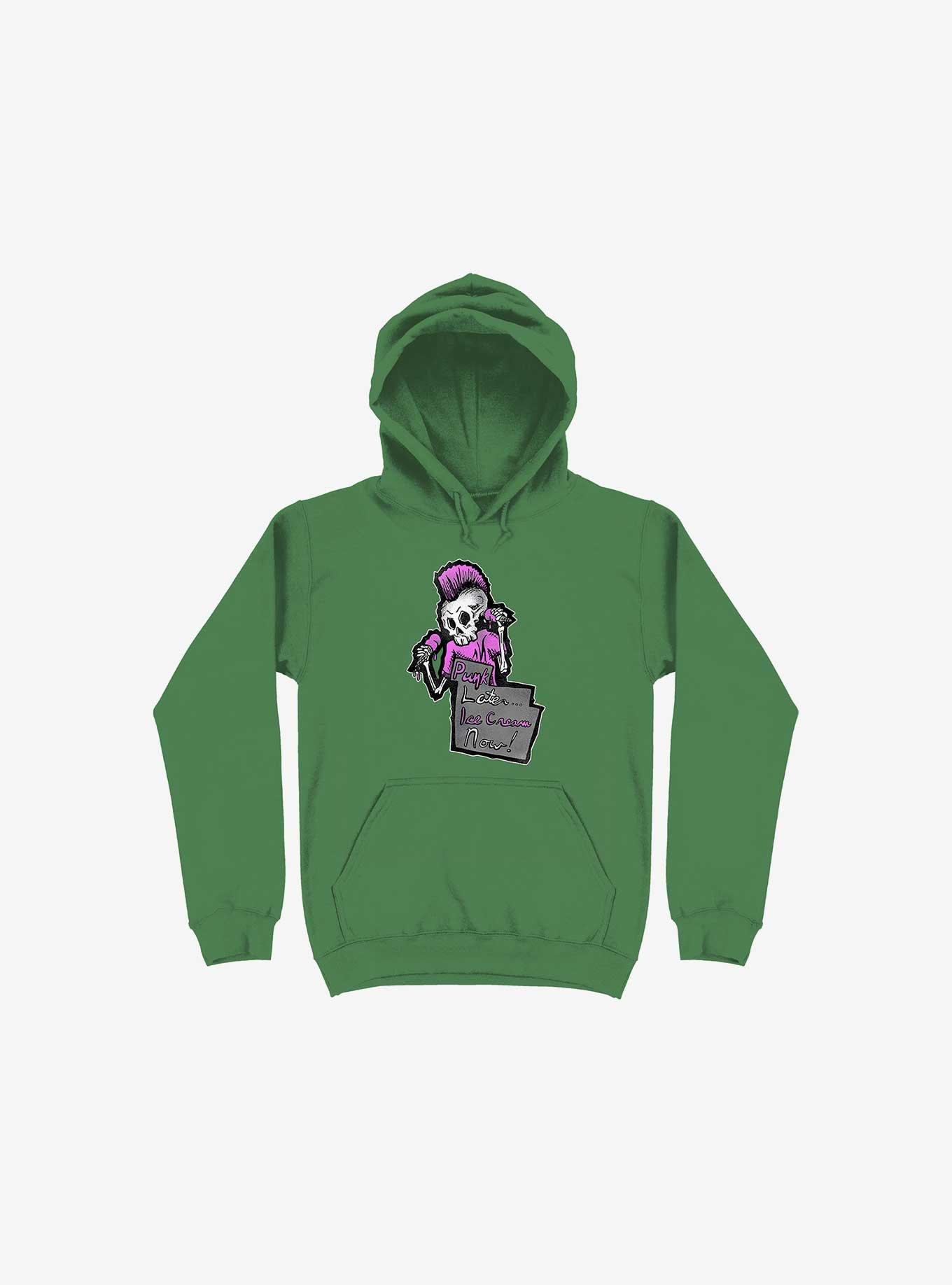 Punk Later, Ice Cream Now Hoodie, KELLY GREEN, hi-res