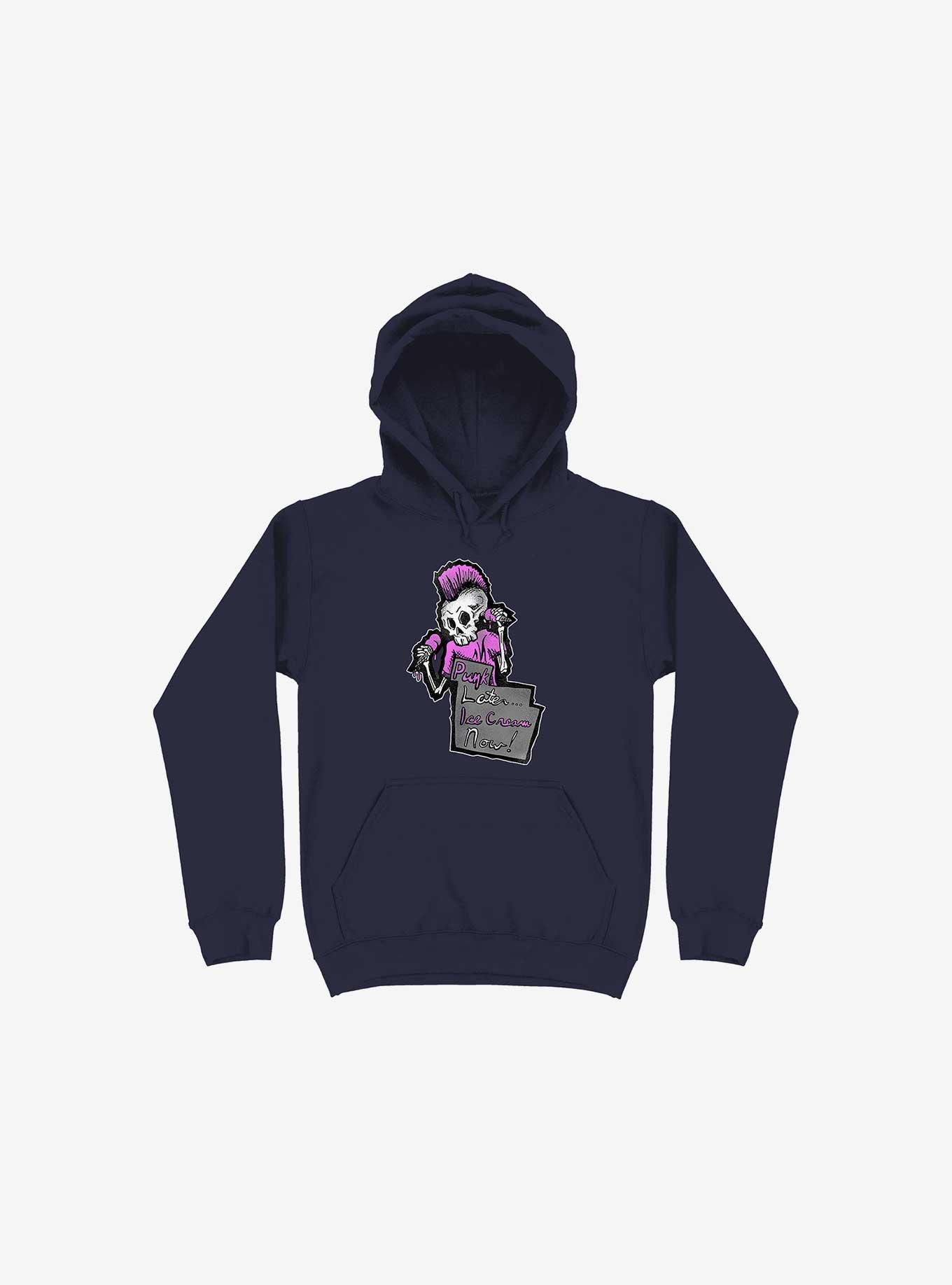 Punk Later, Ice Cream Now Hoodie, NAVY, hi-res
