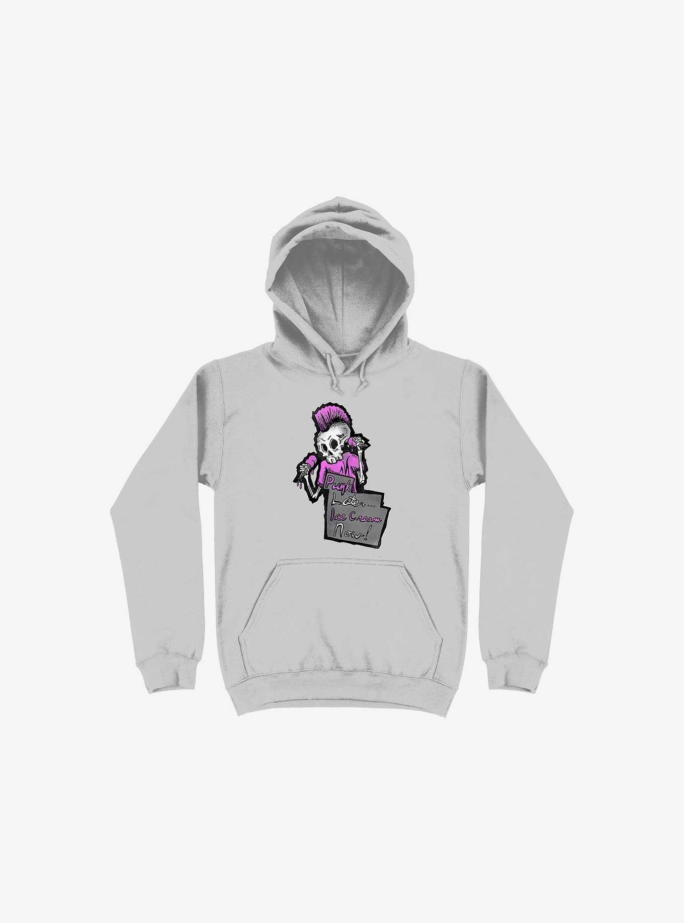 Punk Later, Ice Cream Now Hoodie, SILVER, hi-res