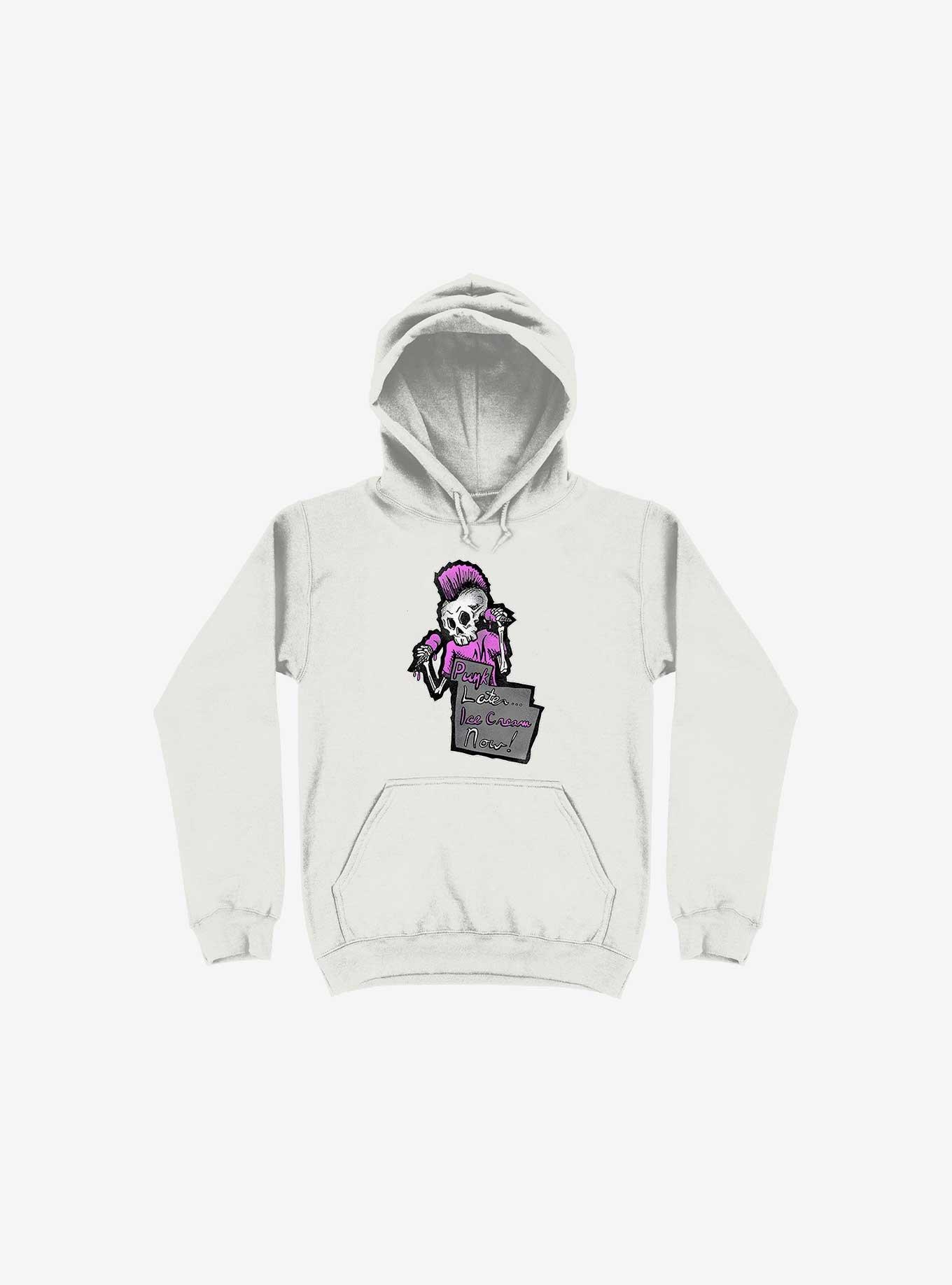 Punk Later, Ice Cream Now Hoodie, WHITE, hi-res