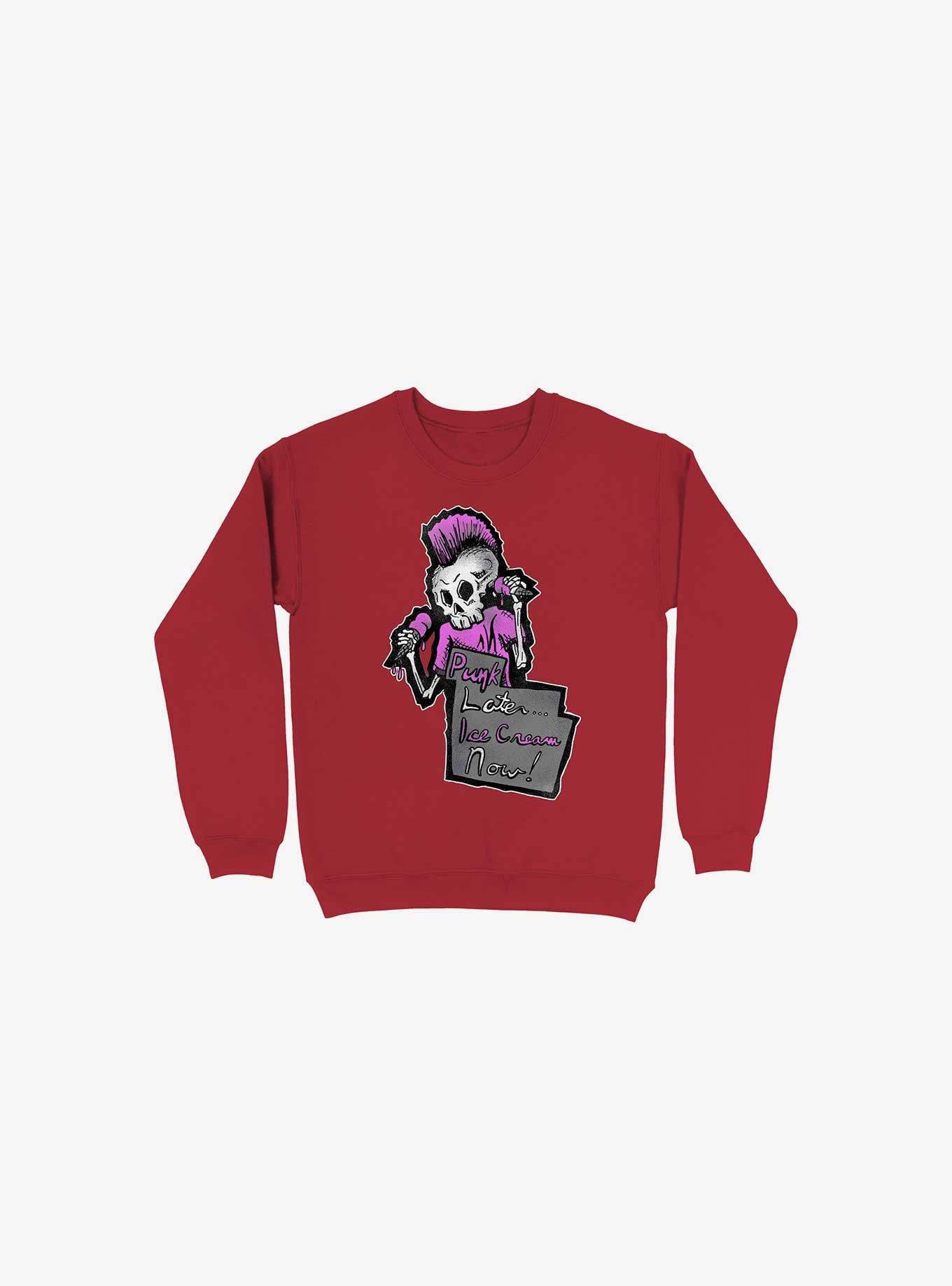 Punk Later, Ice Cream Now - Sweatshirt, RED, hi-res