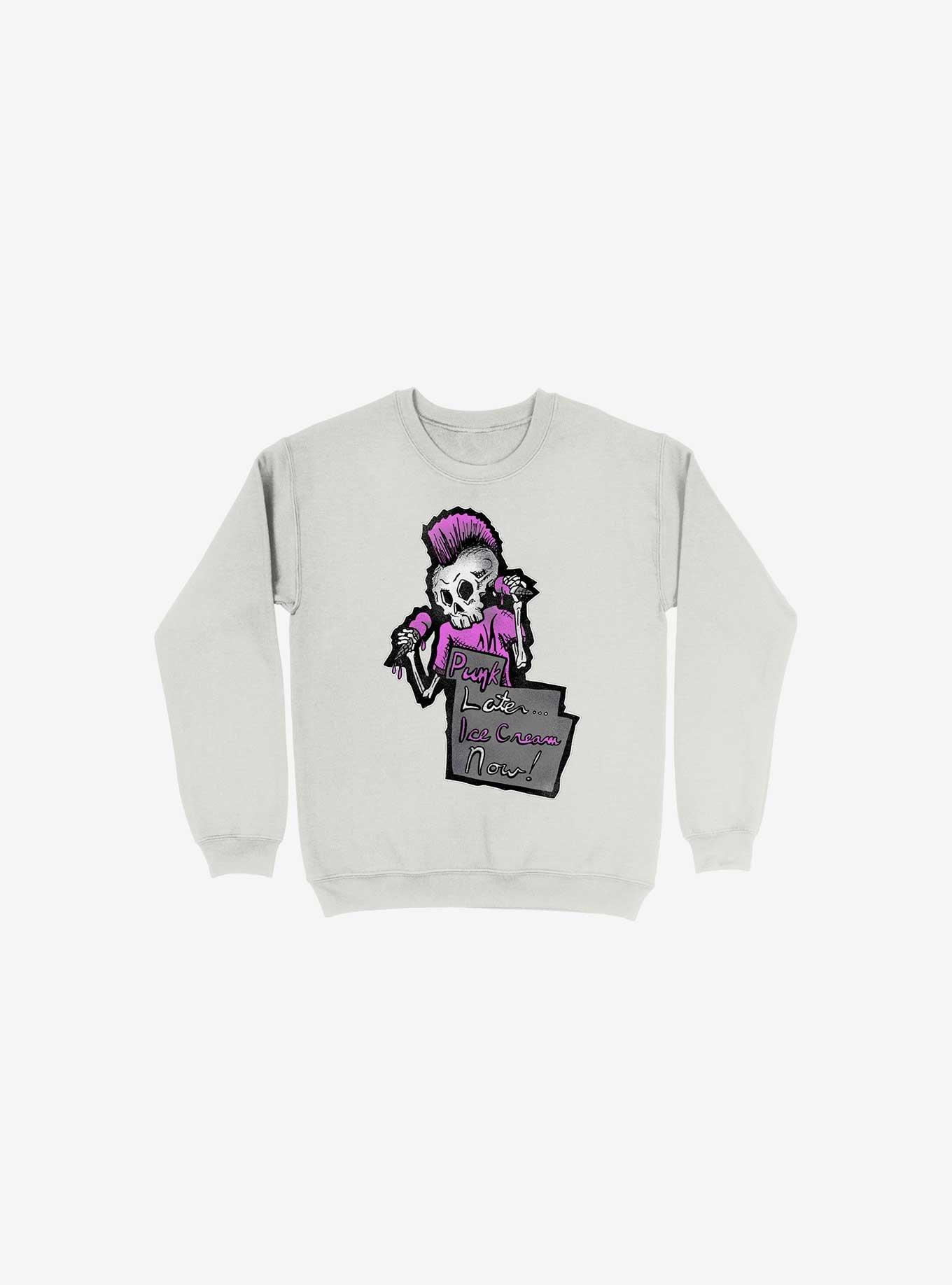Punk Later, Ice Cream Now - Sweatshirt, WHITE, hi-res