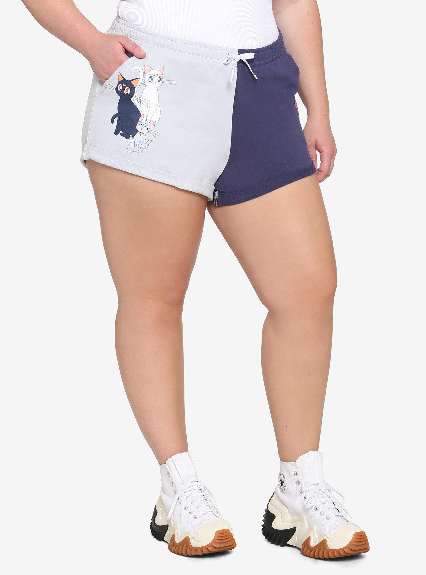 Pretty Guardian Sailor Moon Luna & Artemis Split Girls Shorts Plus Size, MULTI, hi-res