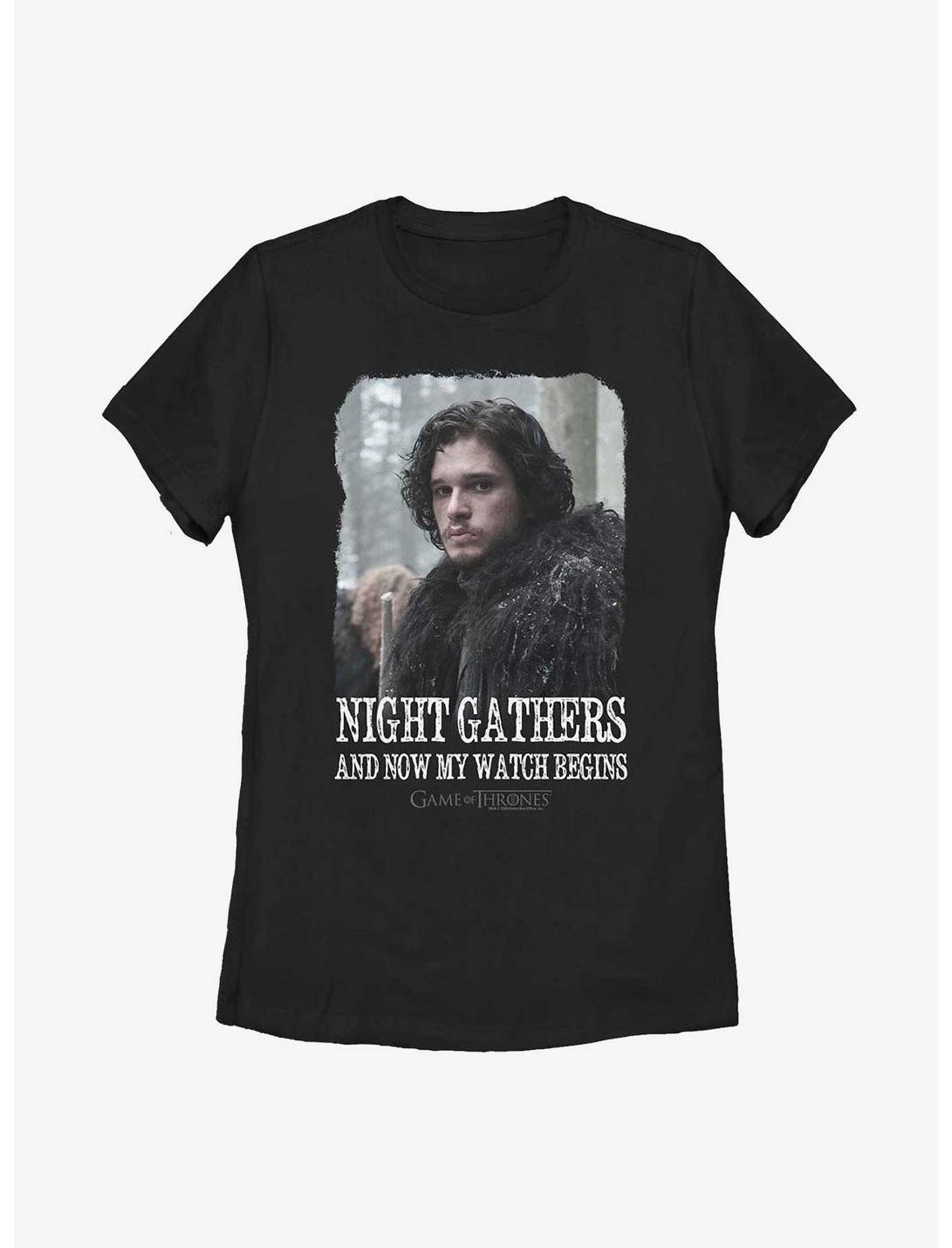 Plus Size Game Of Thrones My Watch Begins Jon Snow Womens T-Shirt, BLACK, hi-res