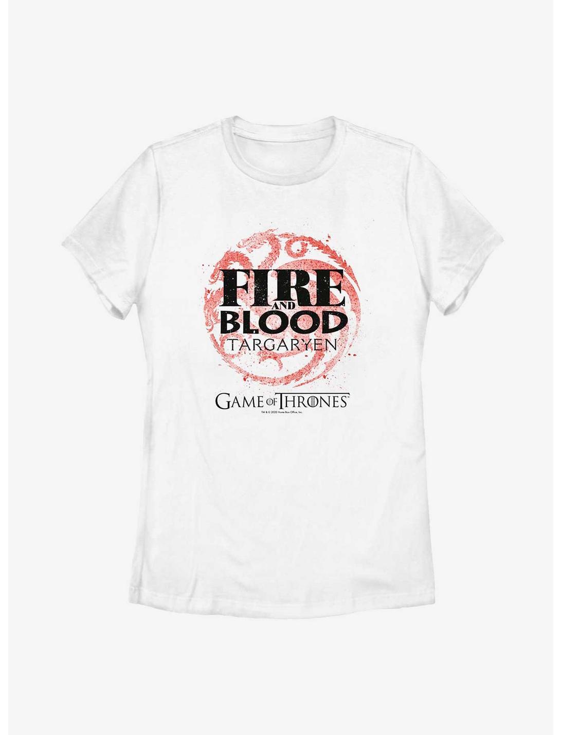 Game Of Thrones Fire & Blood Targaryen Spray Womens T-Shirt, WHITE, hi-res
