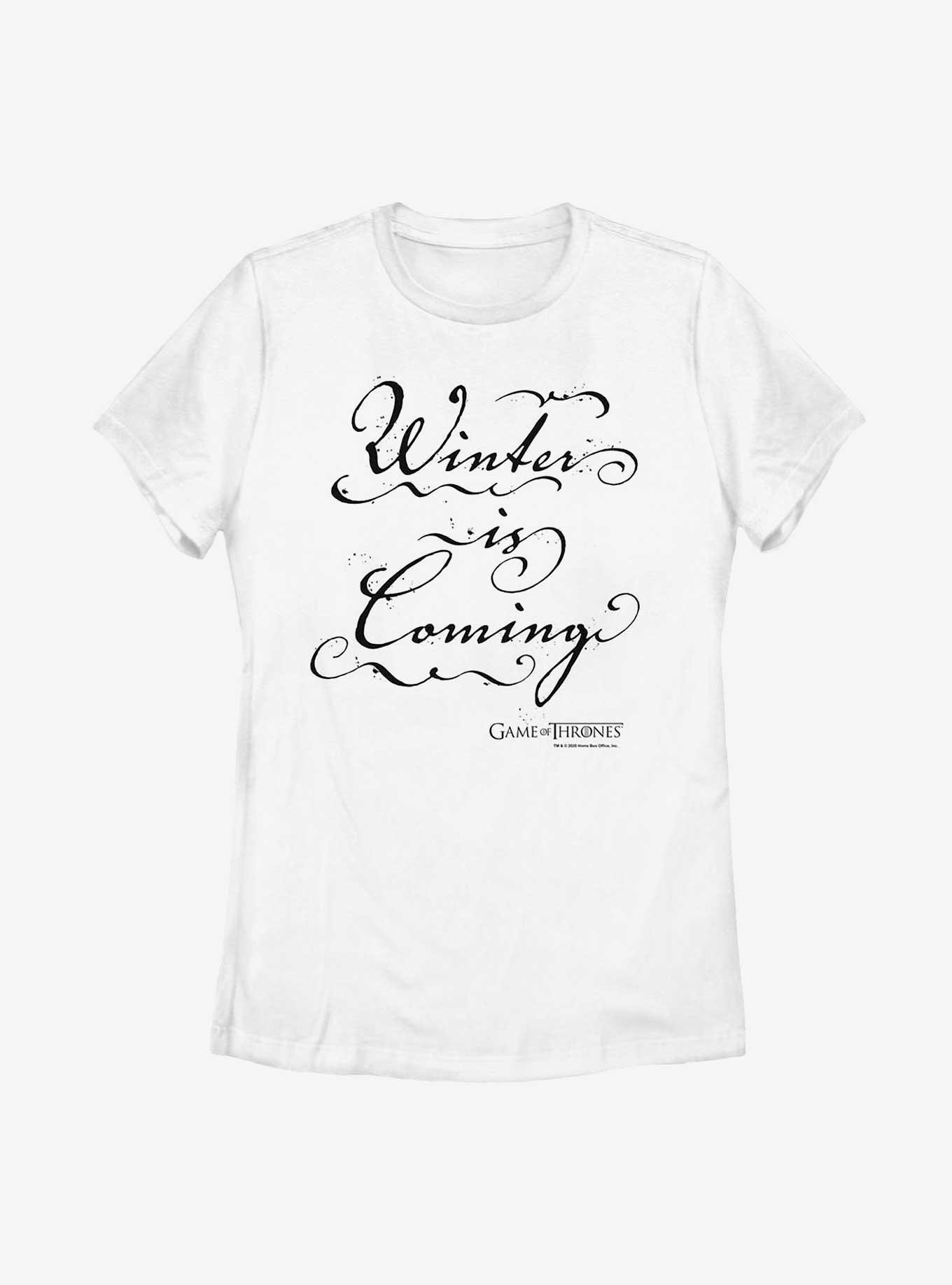 Game Of Thrones Winter Is Coming Script Womens T-Shirt, WHITE, hi-res