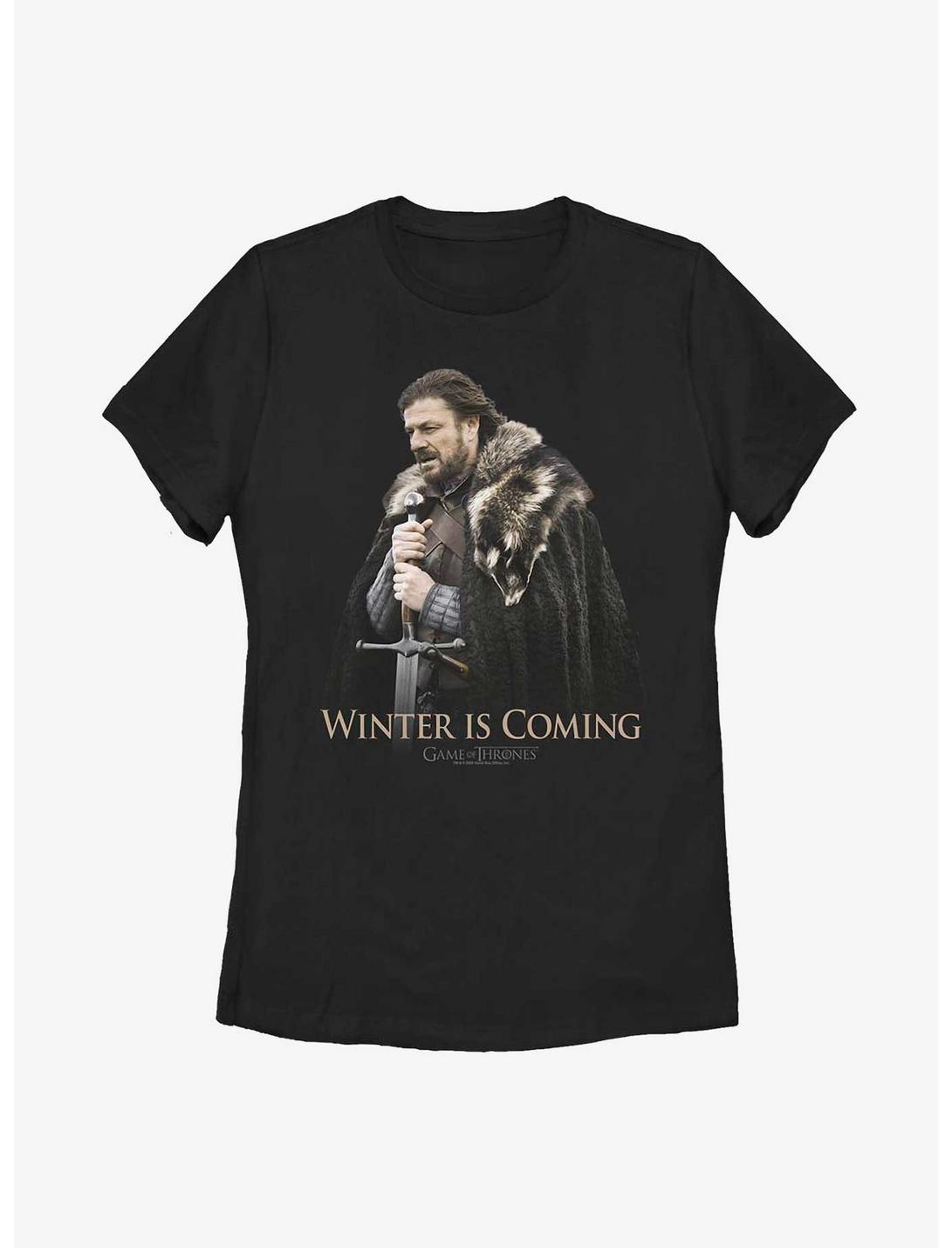 Game Of Thrones Ned Stark Brace Winter Is Coming Womens T-Shirt, BLACK, hi-res