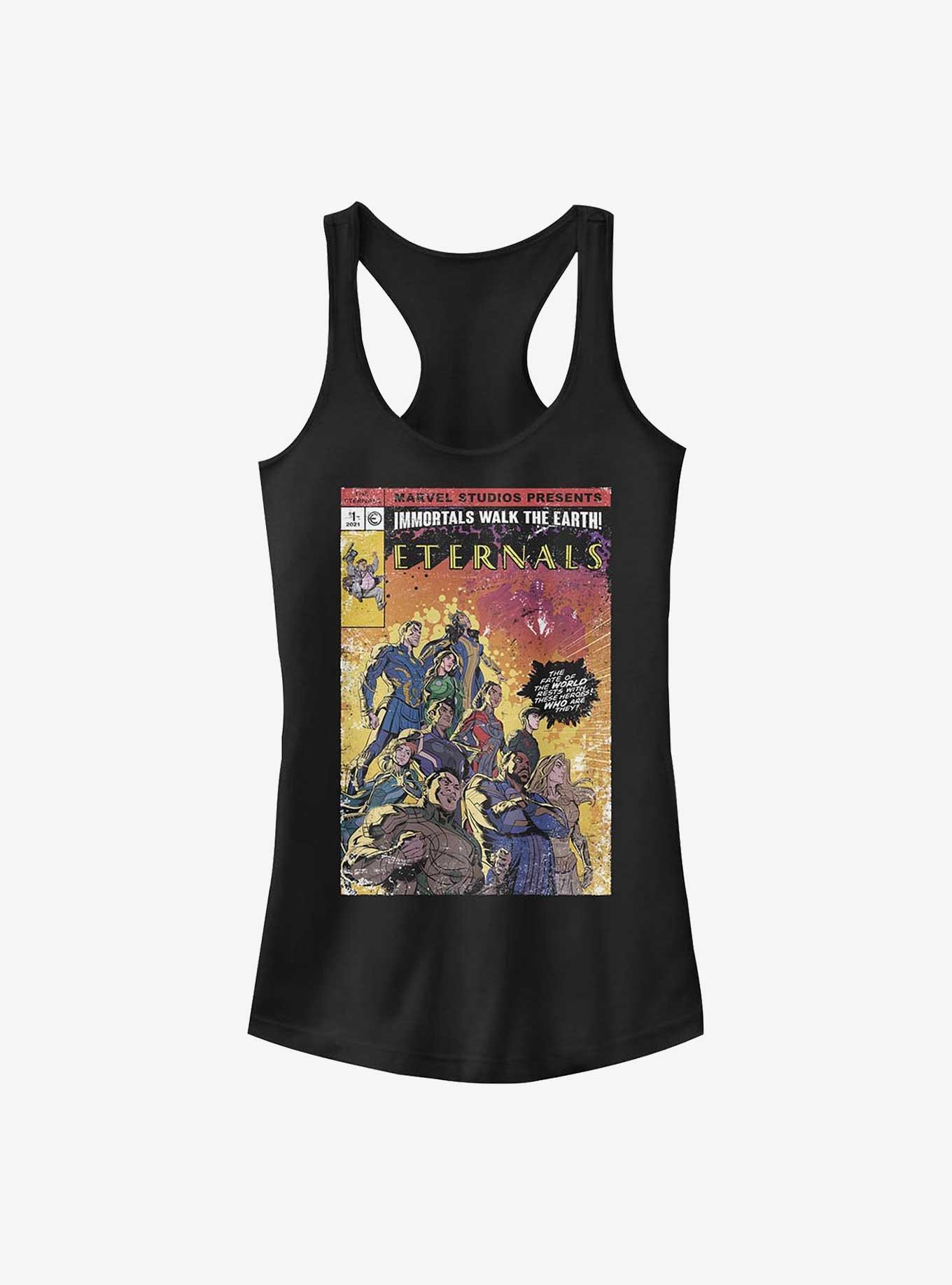 Marvel Eternals Vintage Style Comic Cover Girls Tank, BLACK, hi-res