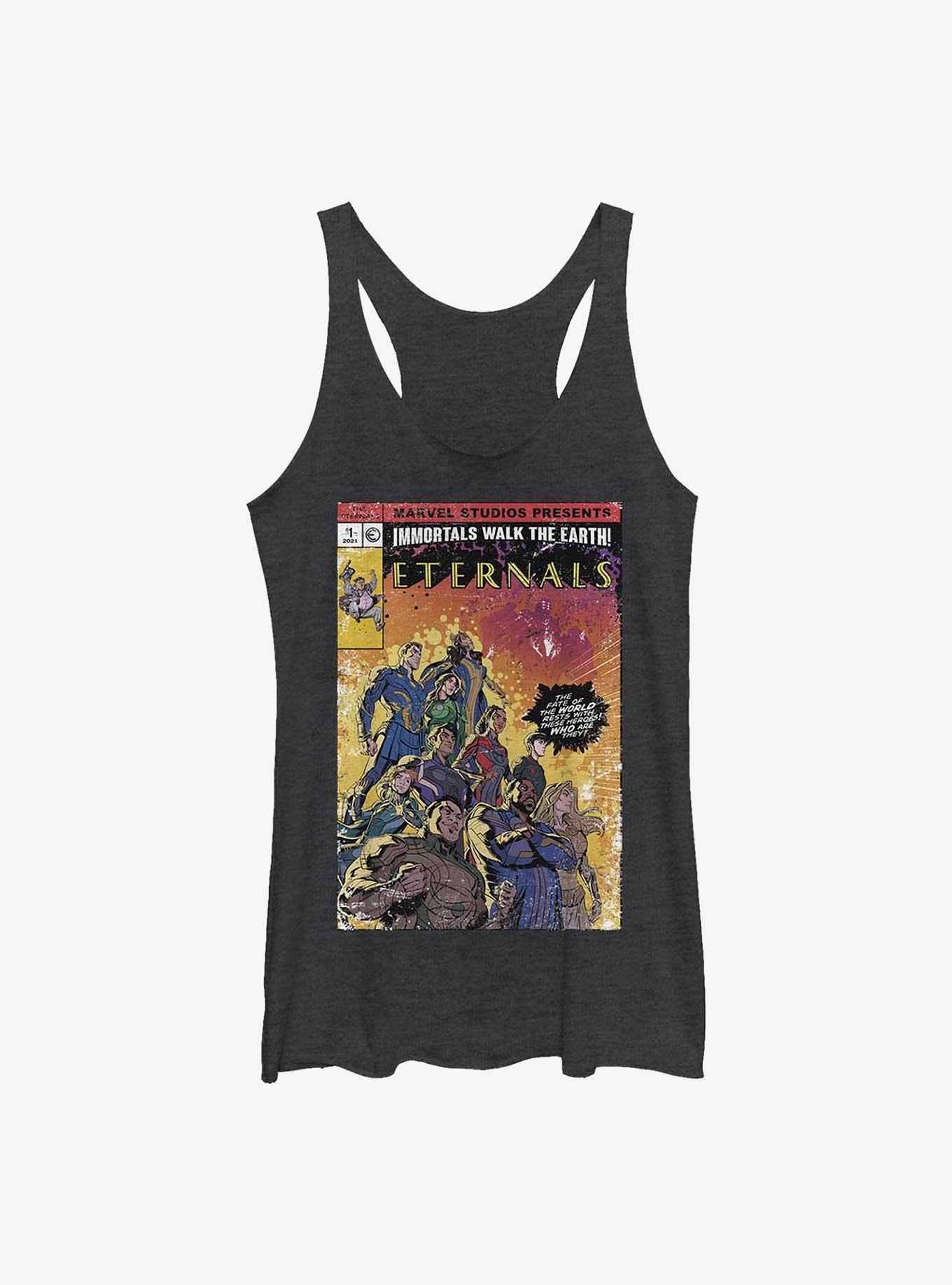 Marvel Eternals Vintage Style Comic Cover Girls Tank, BLK HTR, hi-res